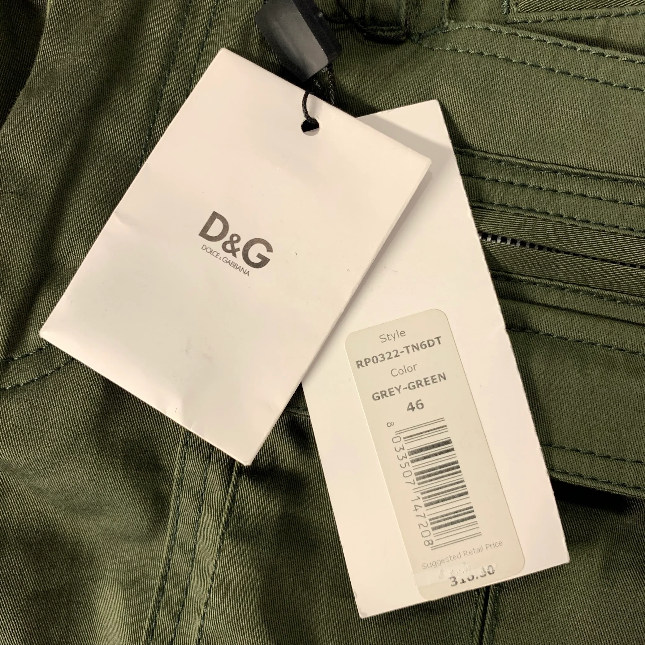 DOLCE & GABBANA Size 30 Green Olive Cotton Cargo Shorts - Image 4