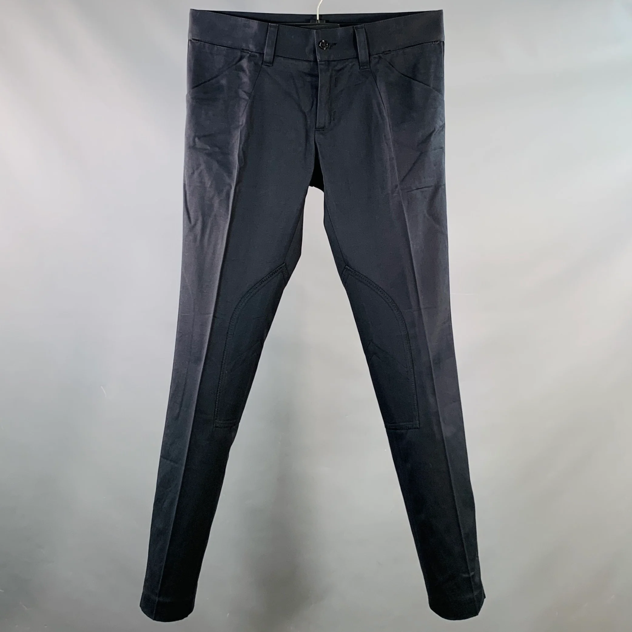 DOLCE & GABBANA Size 30 Navy Black Wool Blend Tapered Tuxedo Dress Pants