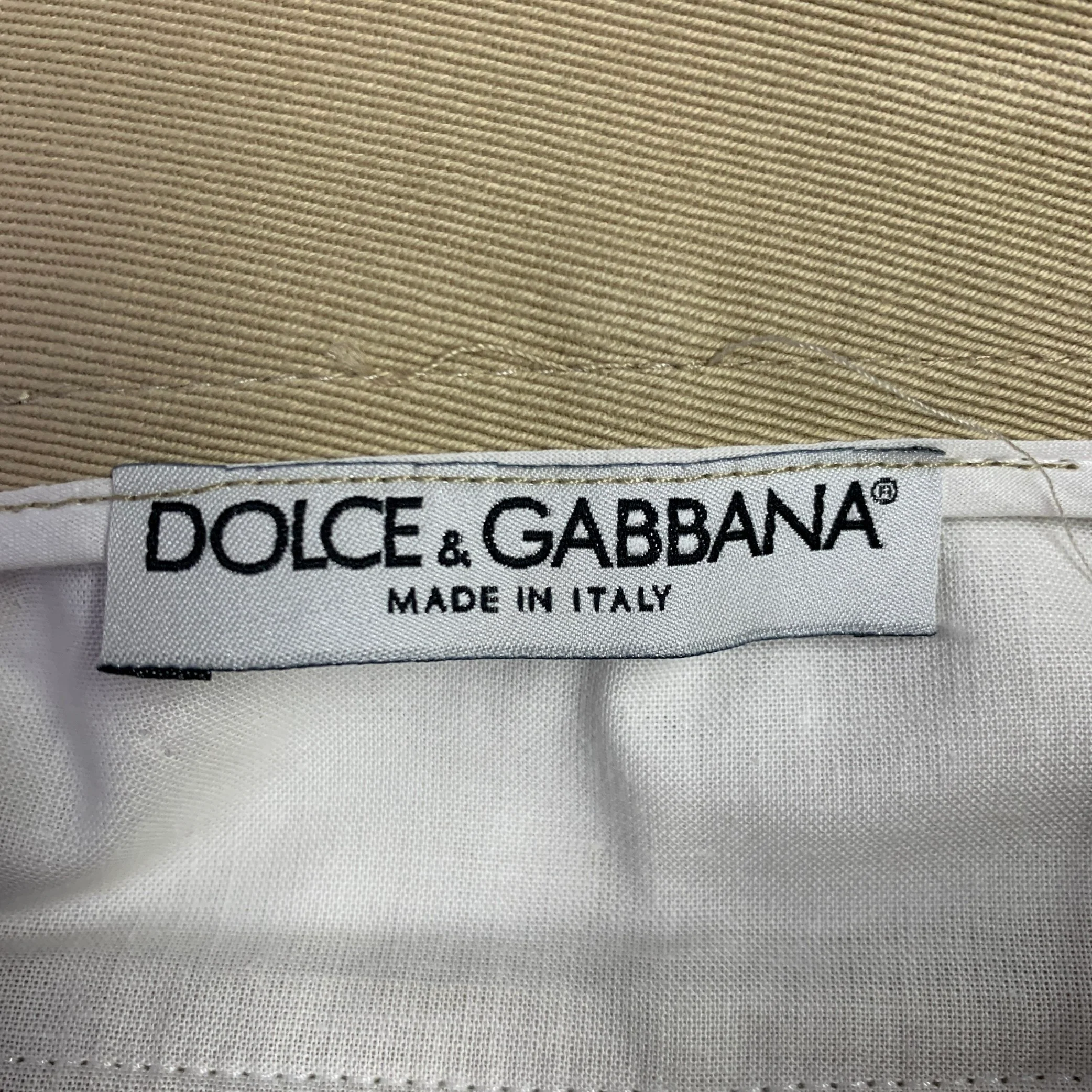 DOLCE & GABBANA Size 30 Tan Blue Black Twill Cotton Striped Trim Casual Pants - Image 7