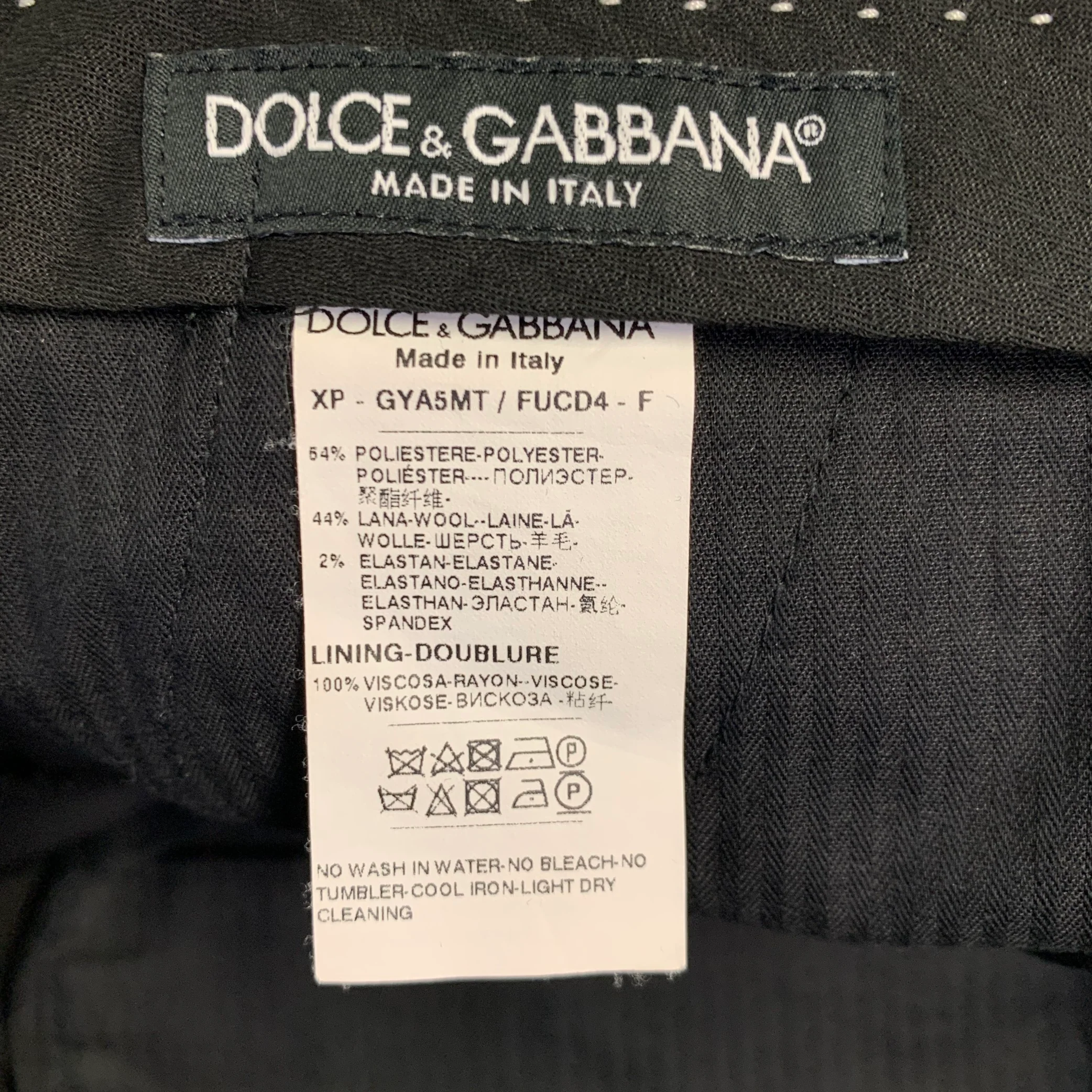 DOLCE & GABBANA Size 32 Black Polyester Blend Tuxedo Dress Pants - Image 4