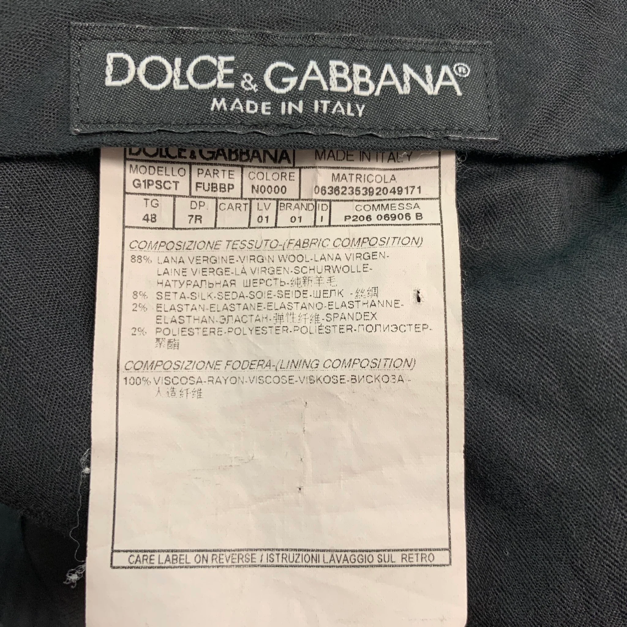 DOLCE & GABBANA Size 32 Black Wool Blend Tuxedo Dress Pants - Image 4