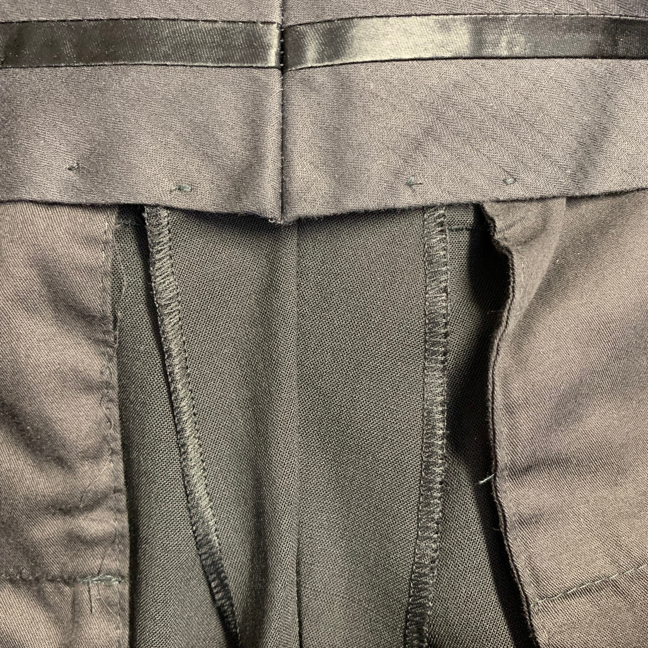 DOLCE & GABBANA Size 32 Black Wool Blend Tuxedo Dress Pants - Image 5