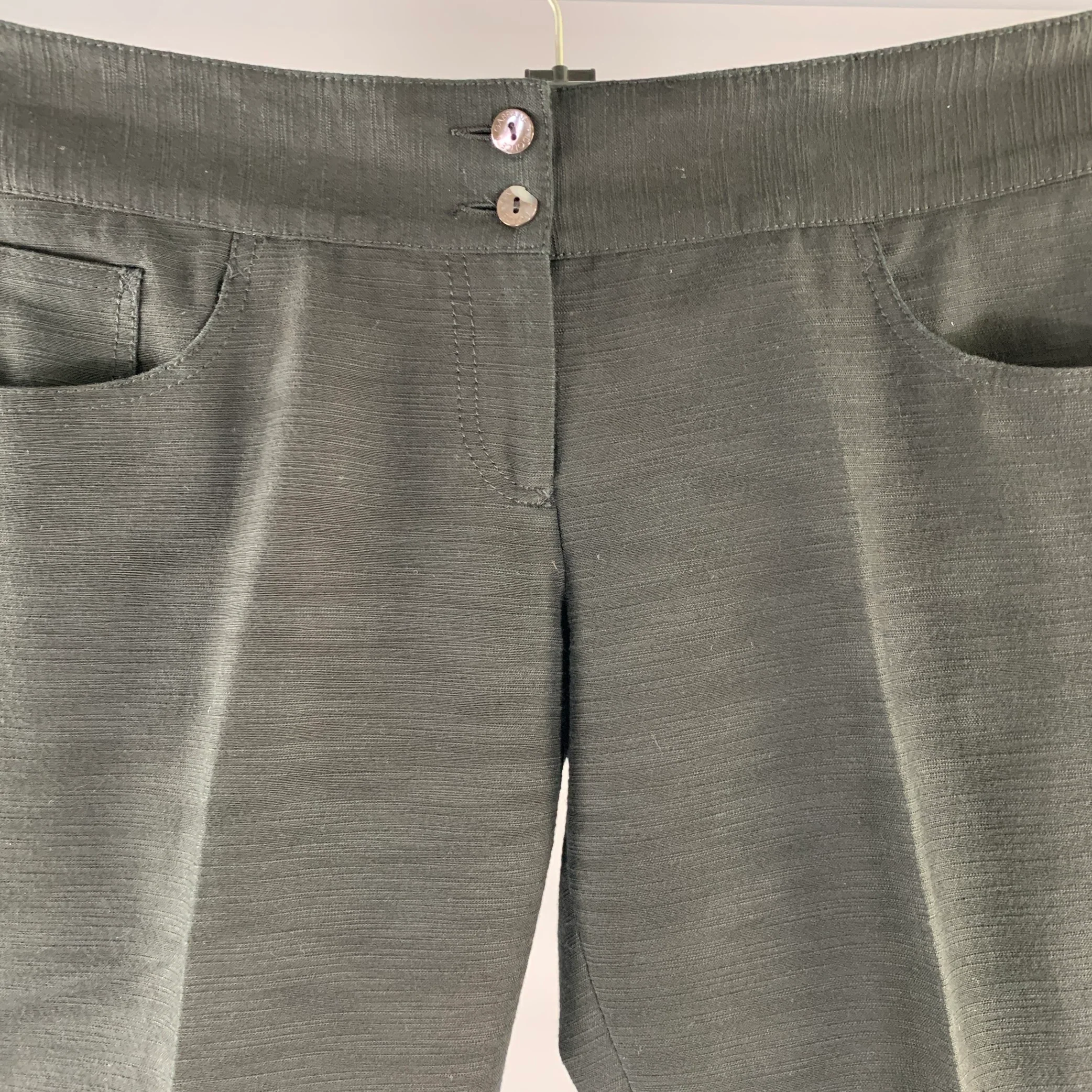 DOLCE & GABBANA Size 34 Black Cotton Blend Capri Dress Pants - Image 2