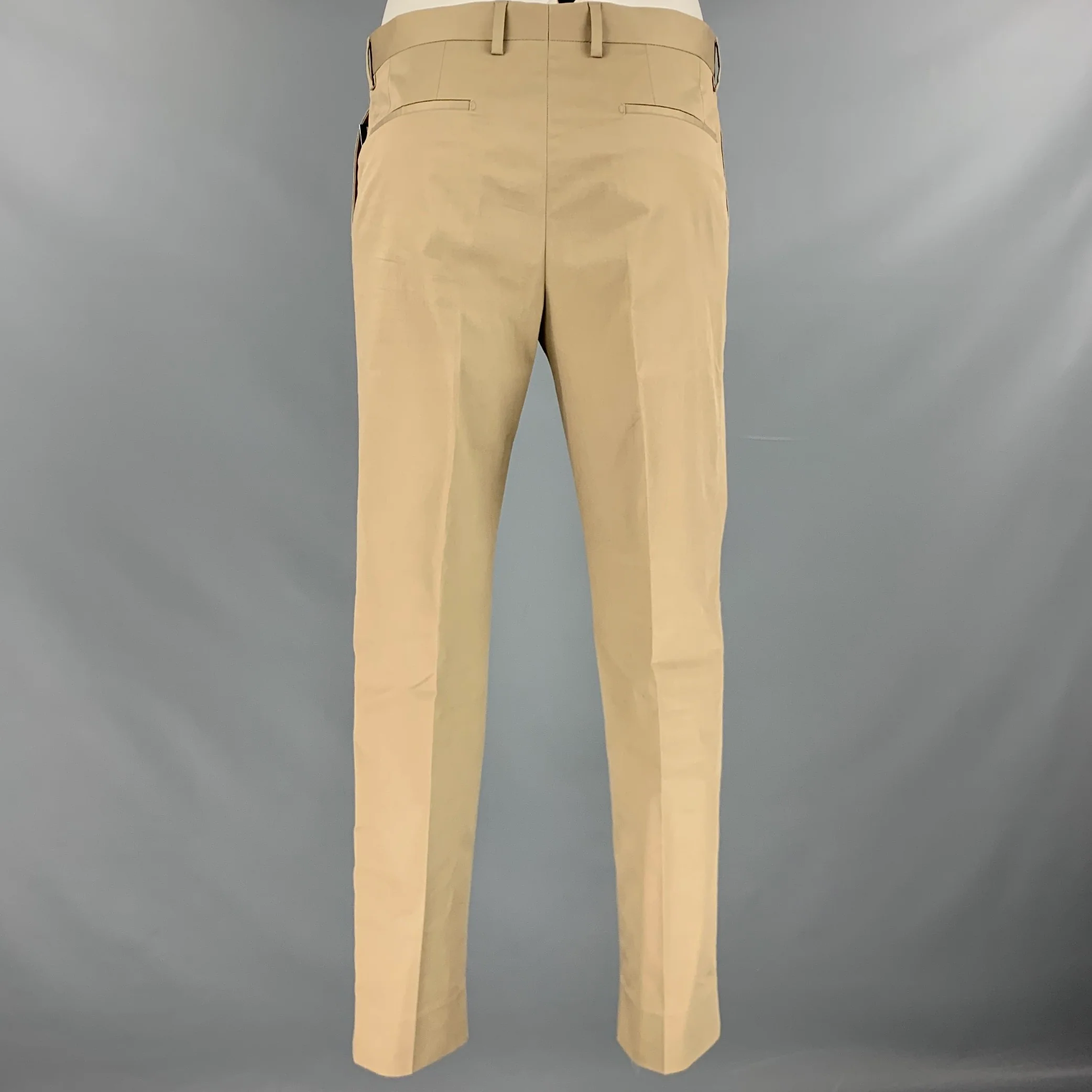 DOLCE & GABBANA Size 34 Khaki Cotton Blend Zip Fly Dress Pants - Image 2