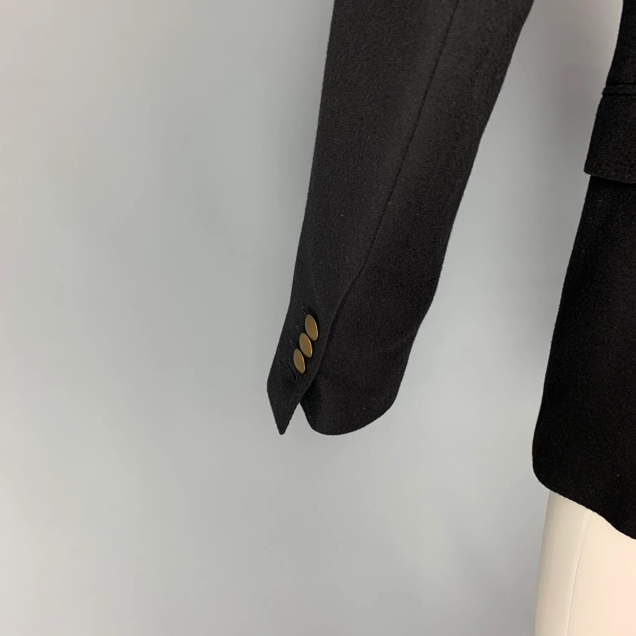 DOLCE & GABBANA Size 36 Black Cashmere Silk Peak Lapel Sport Coat - Image 4