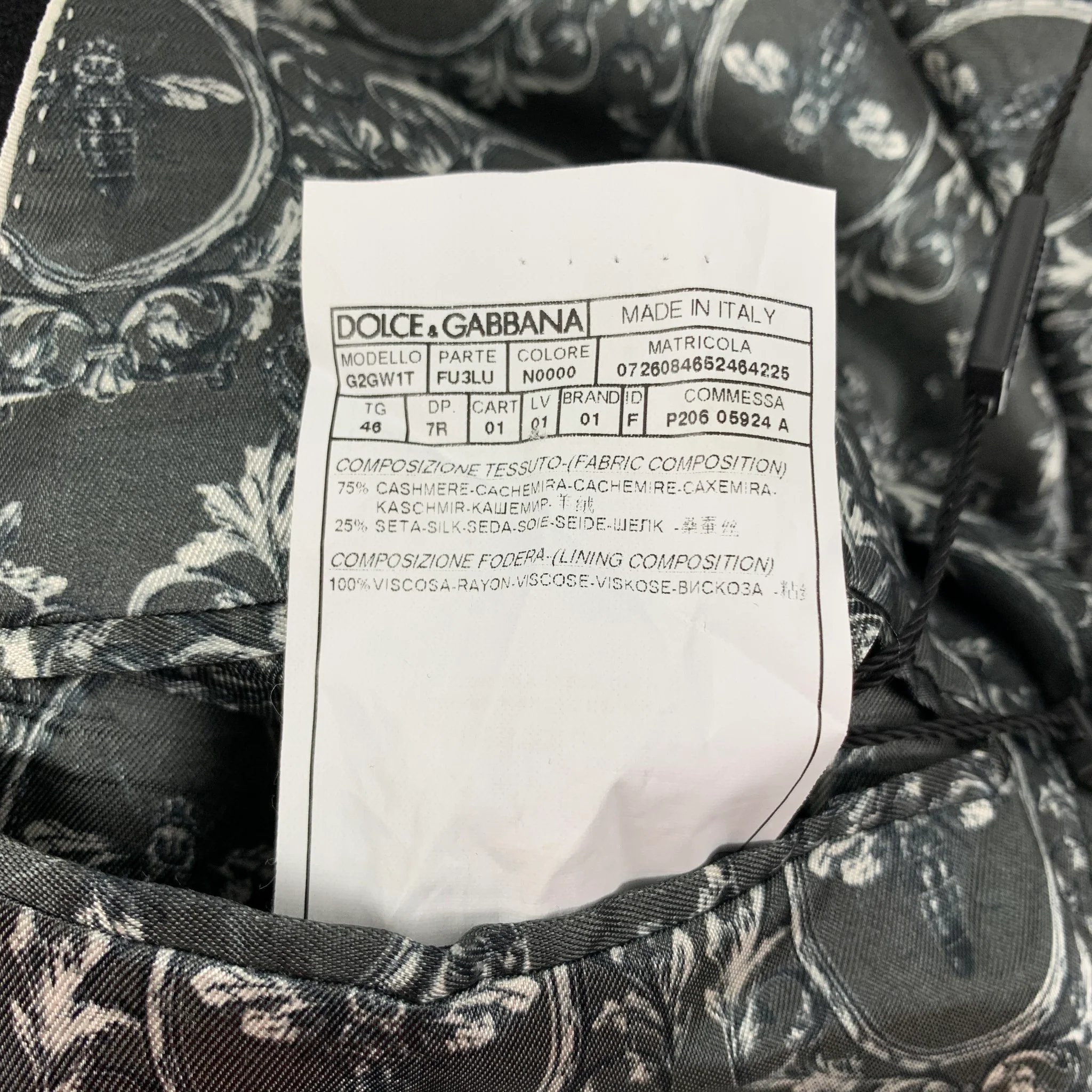 DOLCE & GABBANA Size 36 Black Cashmere Silk Peak Lapel Sport Coat - Image 5