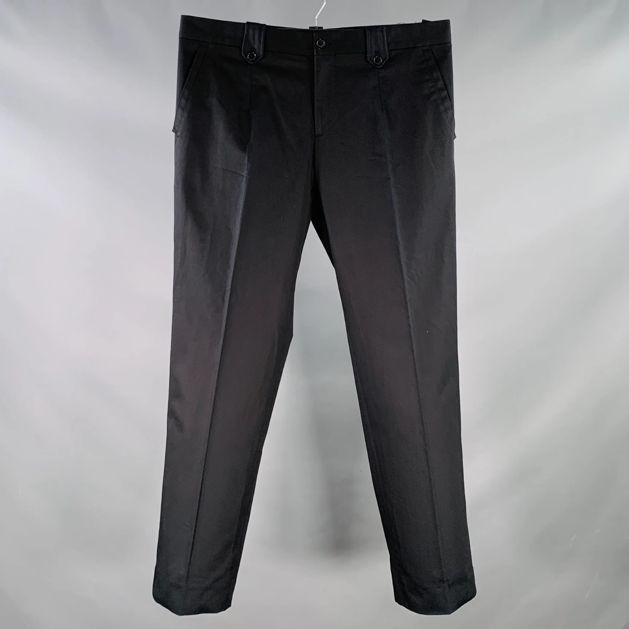 DOLCE & GABBANA Size 36 Black Cotton Twill Tapered Zip Fly Dress Pants