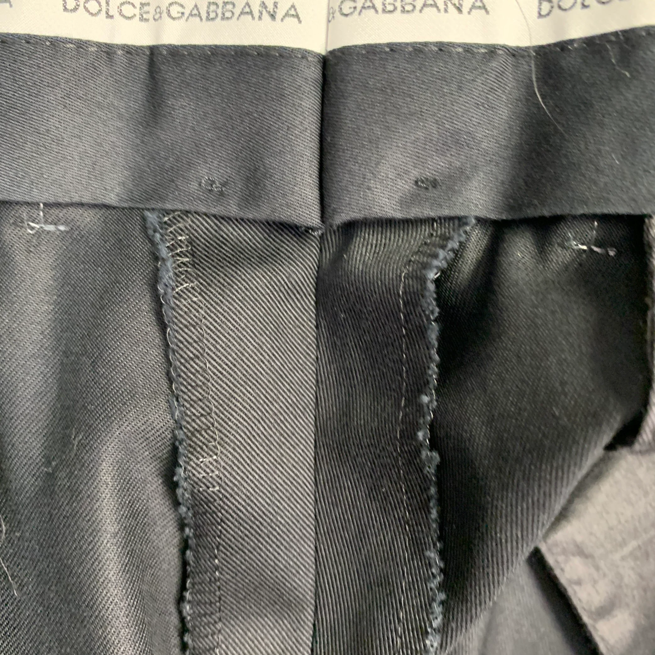 DOLCE & GABBANA Size 36 Black Cotton Twill Tapered Zip Fly Dress Pants - Image 5