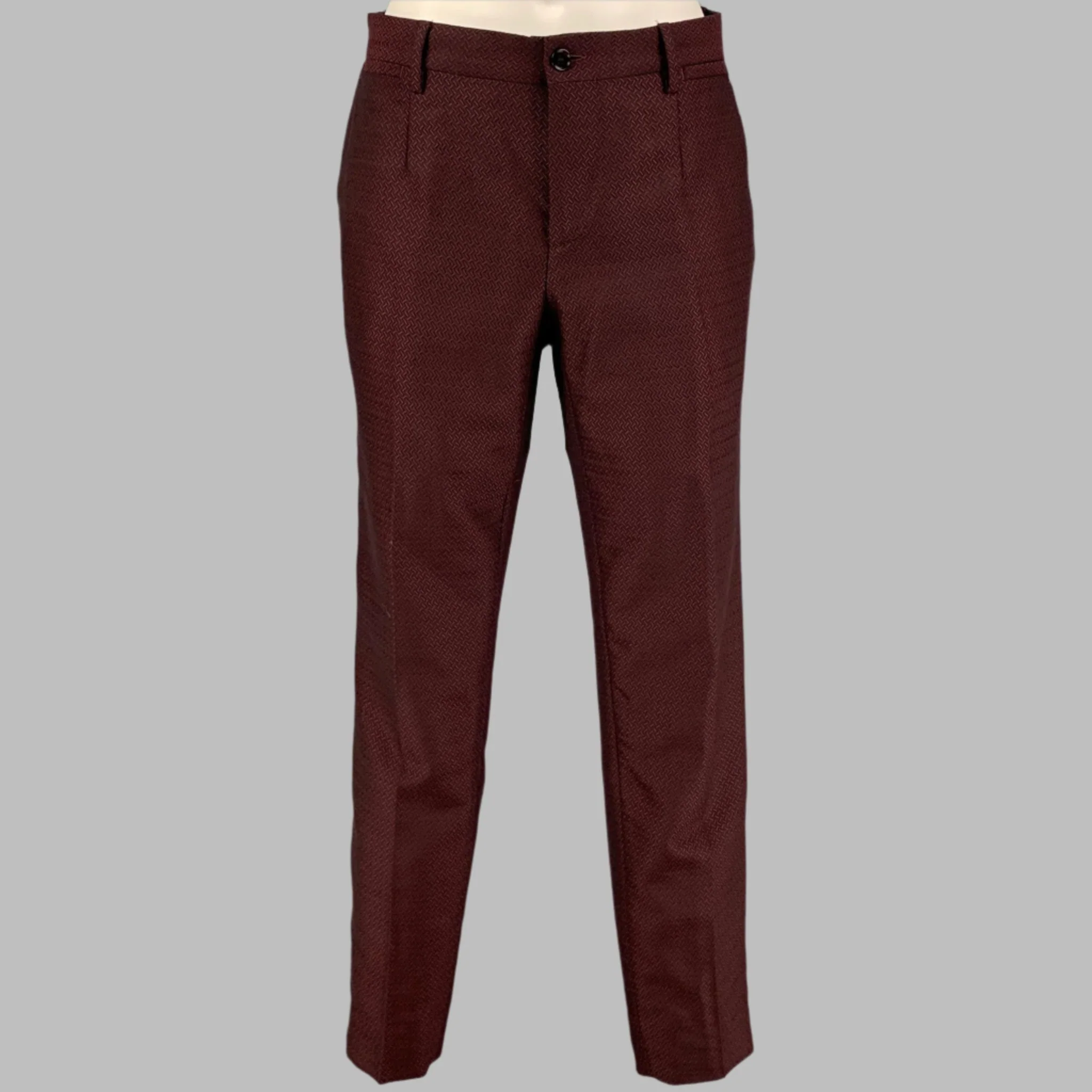 DOLCE & GABBANA Size 36 Burgundy Jacquard Wool Silk Shawl Collar 3 Piece Suit - Image 6