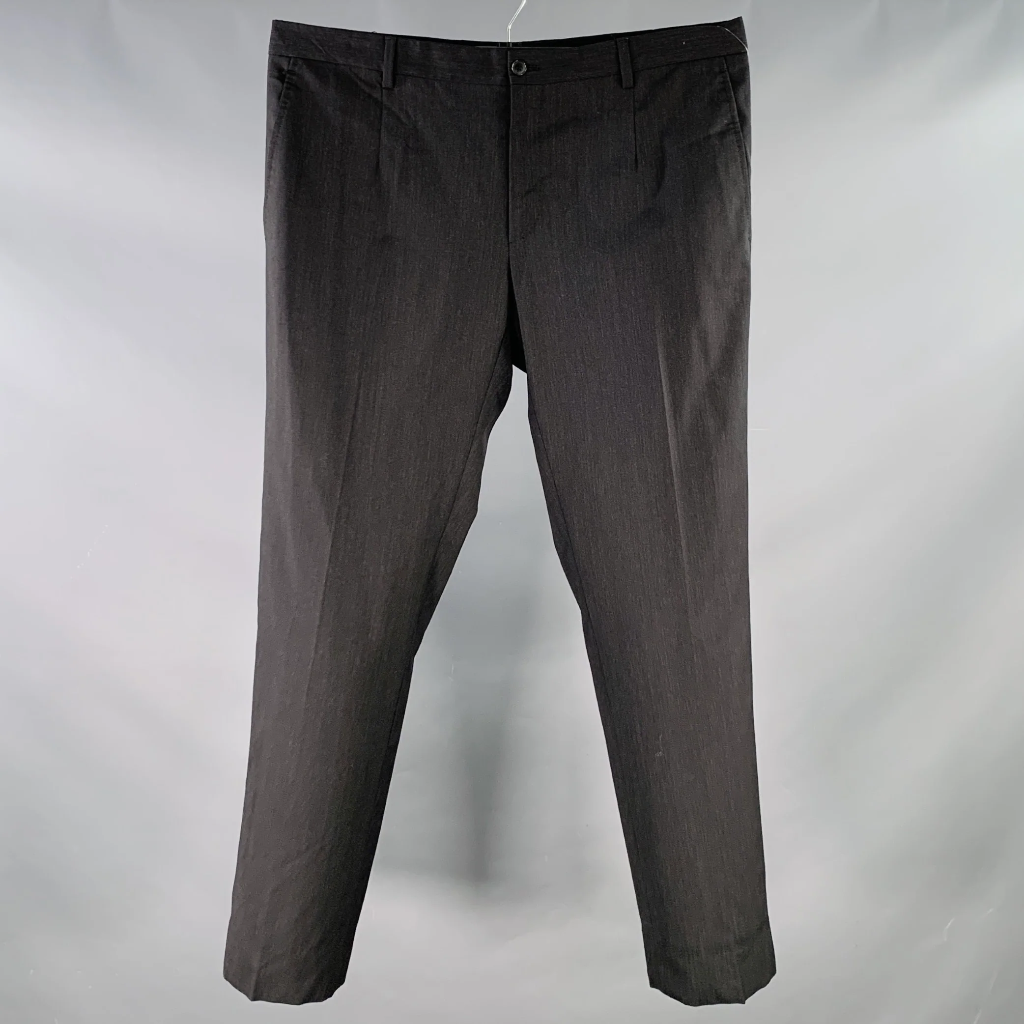 DOLCE & GABBANA Size 36 Charcoal Grey Wool Blend Tapered Zip Fly Dress Pants