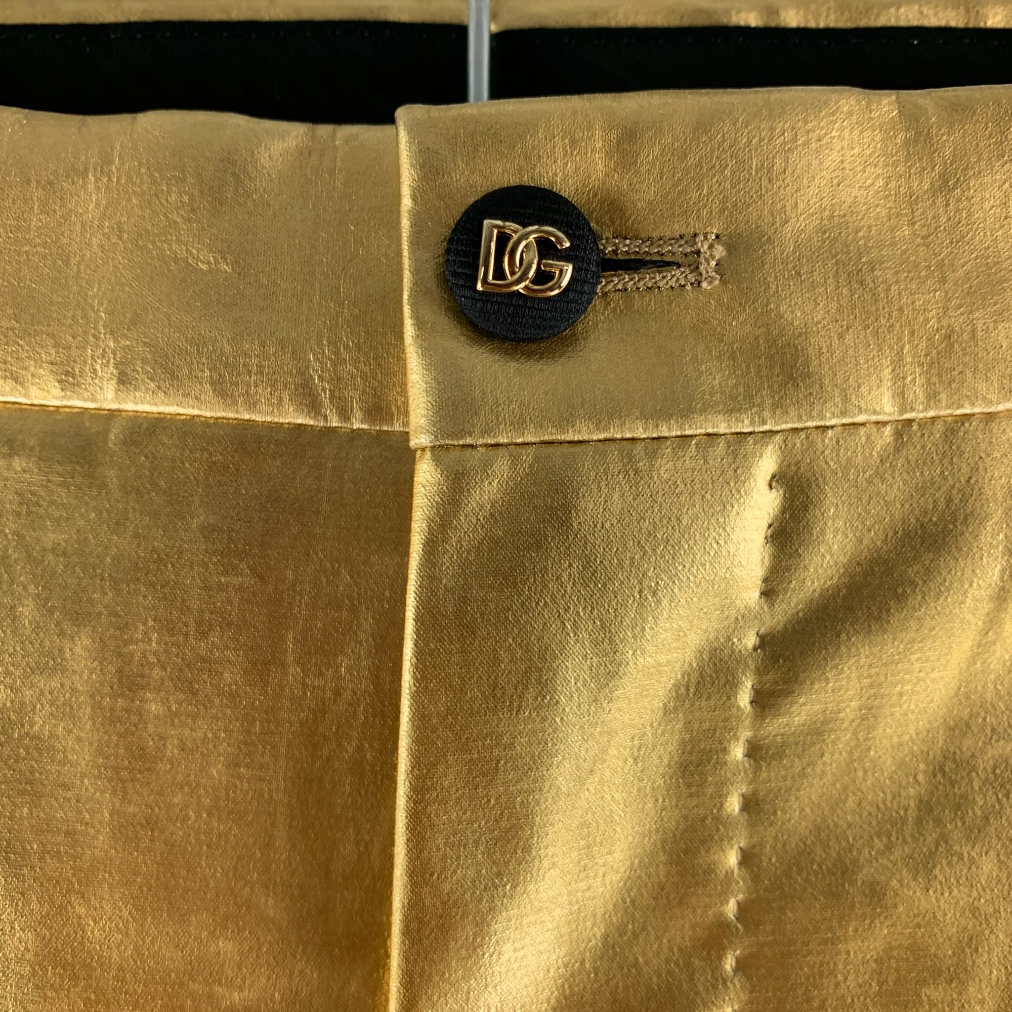 DOLCE & GABBANA Size 36 Gold Metallic Polyamide Elastane Jean Cut Dress Pants - Image 2