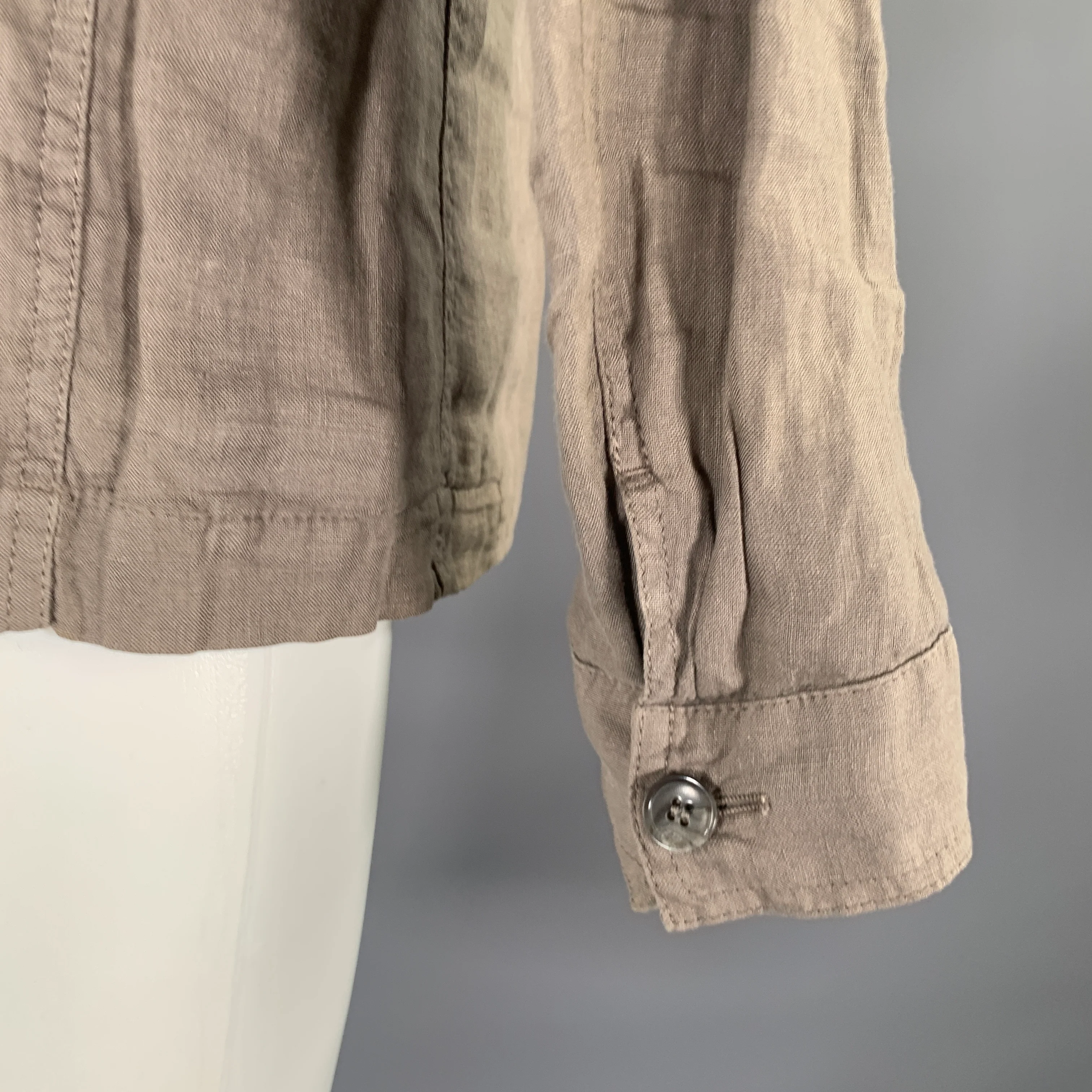 DOLCE & GABBANA Size 36 Grey Tan Linen Notch Lapel Jacket - Image 5