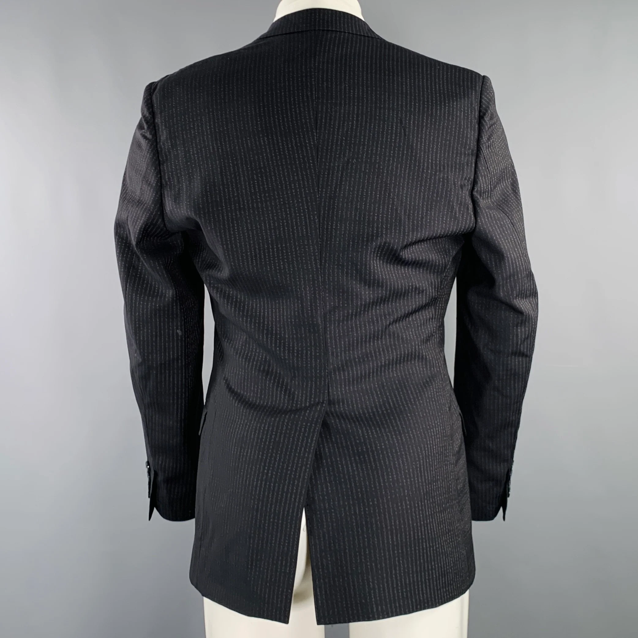 DOLCE & GABBANA Size 36 Navy Stripe Virgin Wool Sport Coat - Image 3