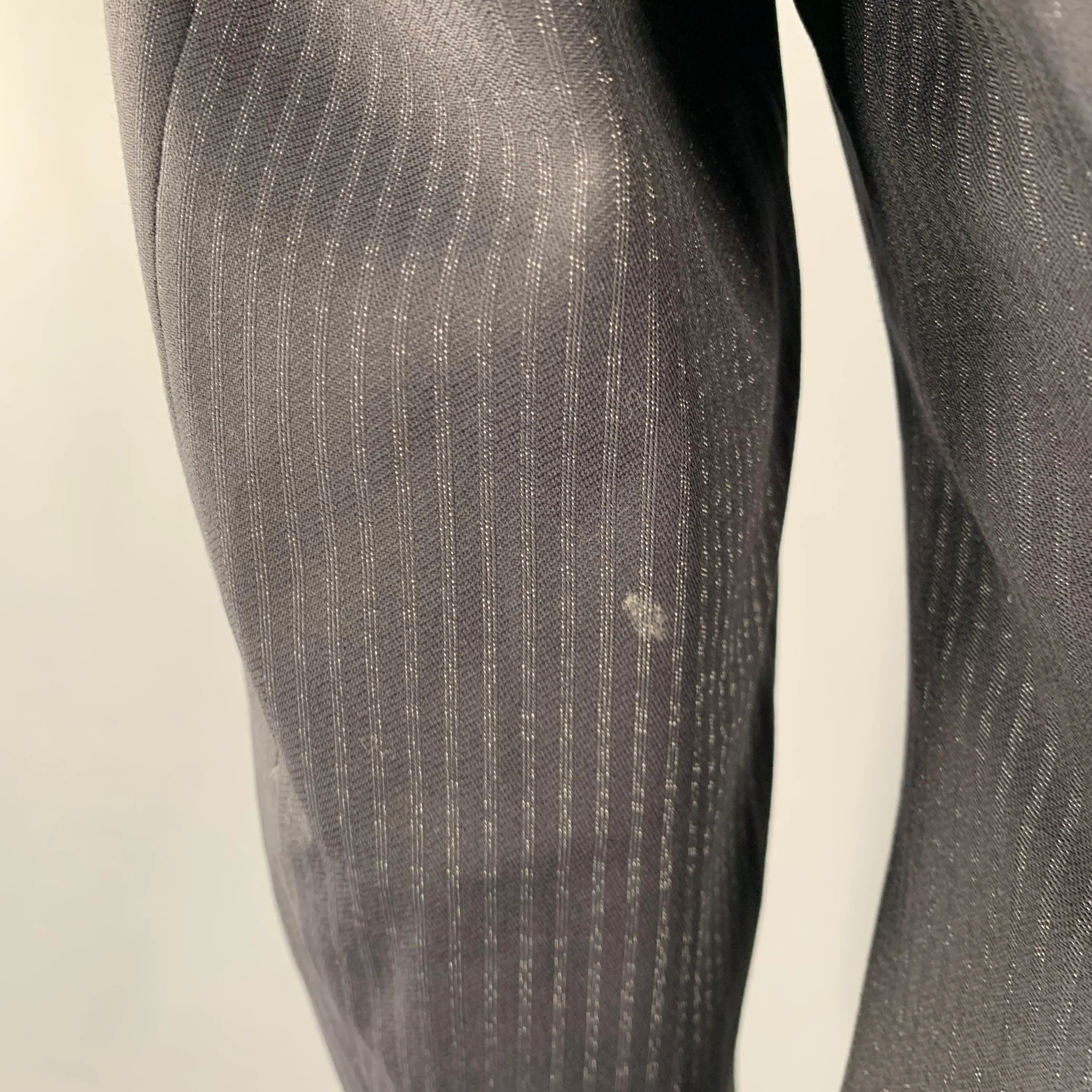 DOLCE & GABBANA Size 36 Navy Stripe Virgin Wool Sport Coat - Image 4