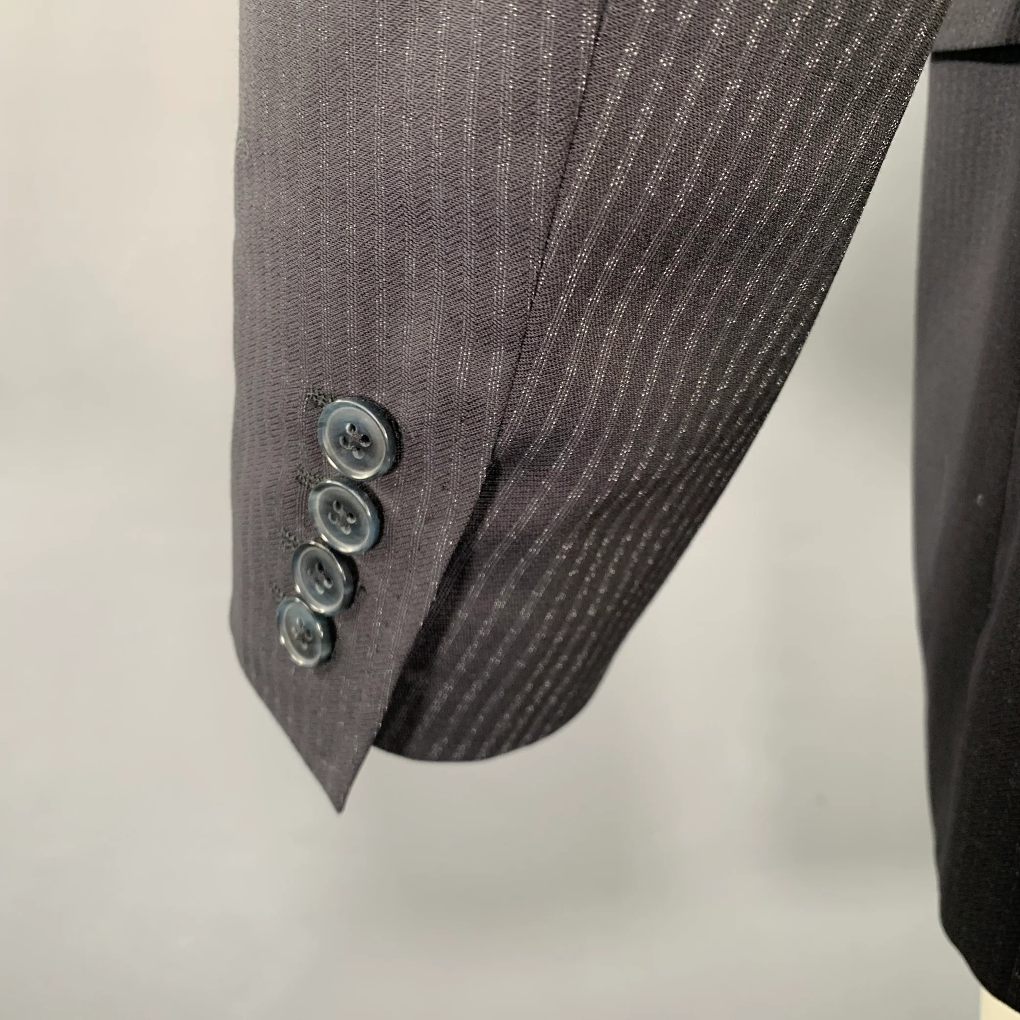 DOLCE & GABBANA Size 36 Navy Stripe Virgin Wool Sport Coat - Image 5