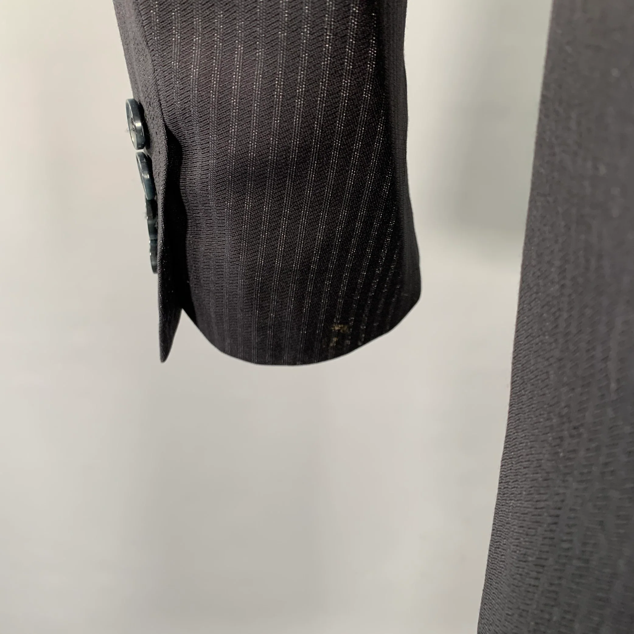 DOLCE & GABBANA Size 36 Navy Stripe Virgin Wool Sport Coat - Image 6