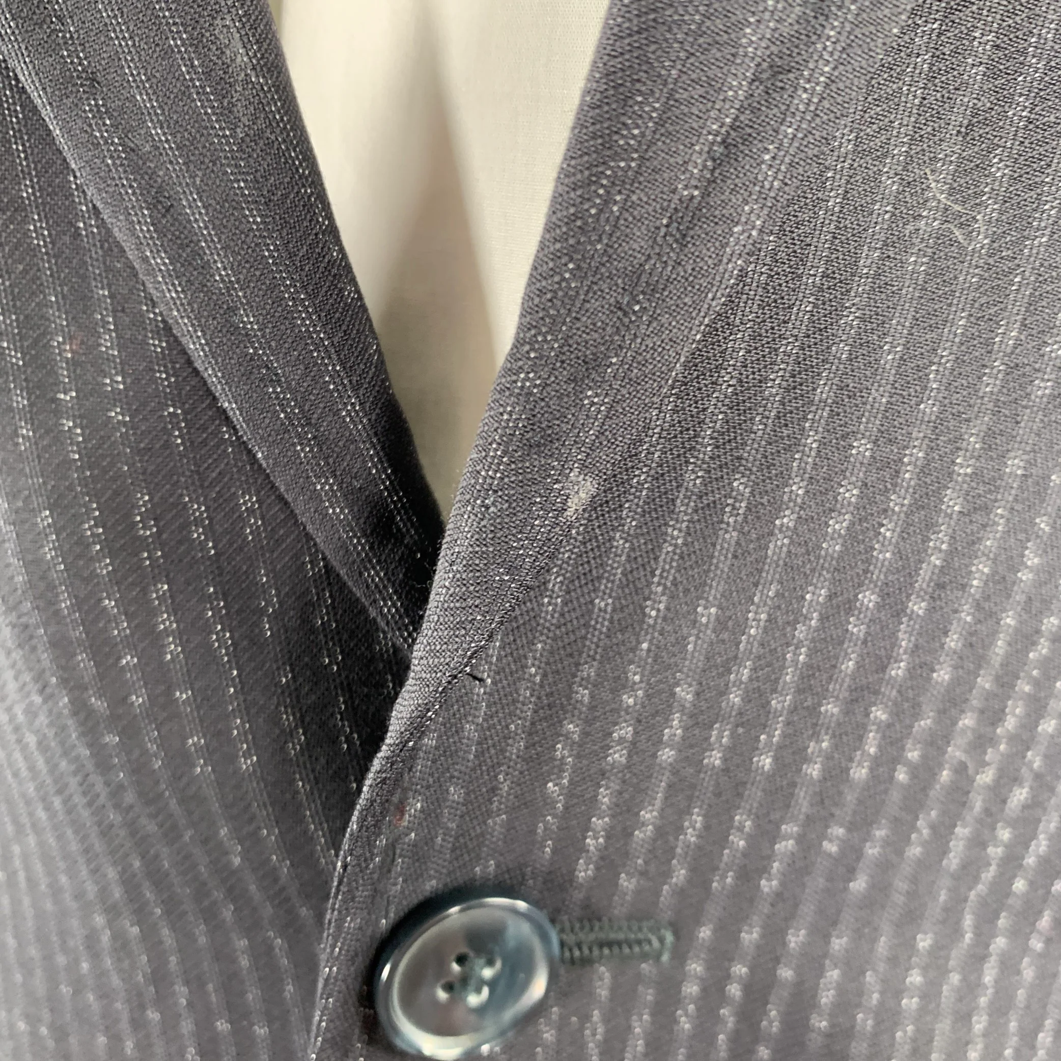 DOLCE & GABBANA Size 36 Navy Stripe Virgin Wool Sport Coat - Image 8