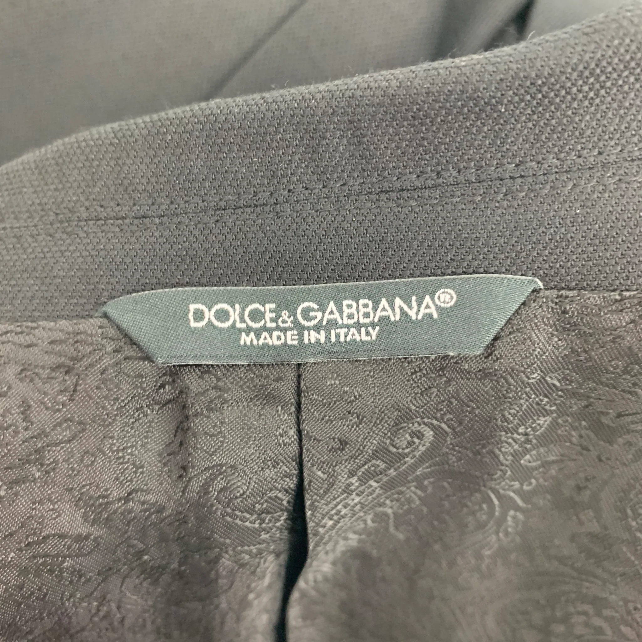 DOLCE & GABBANA Size 38 Black Applique Wool Blend Notch Lapel Sport Coat - Image 8