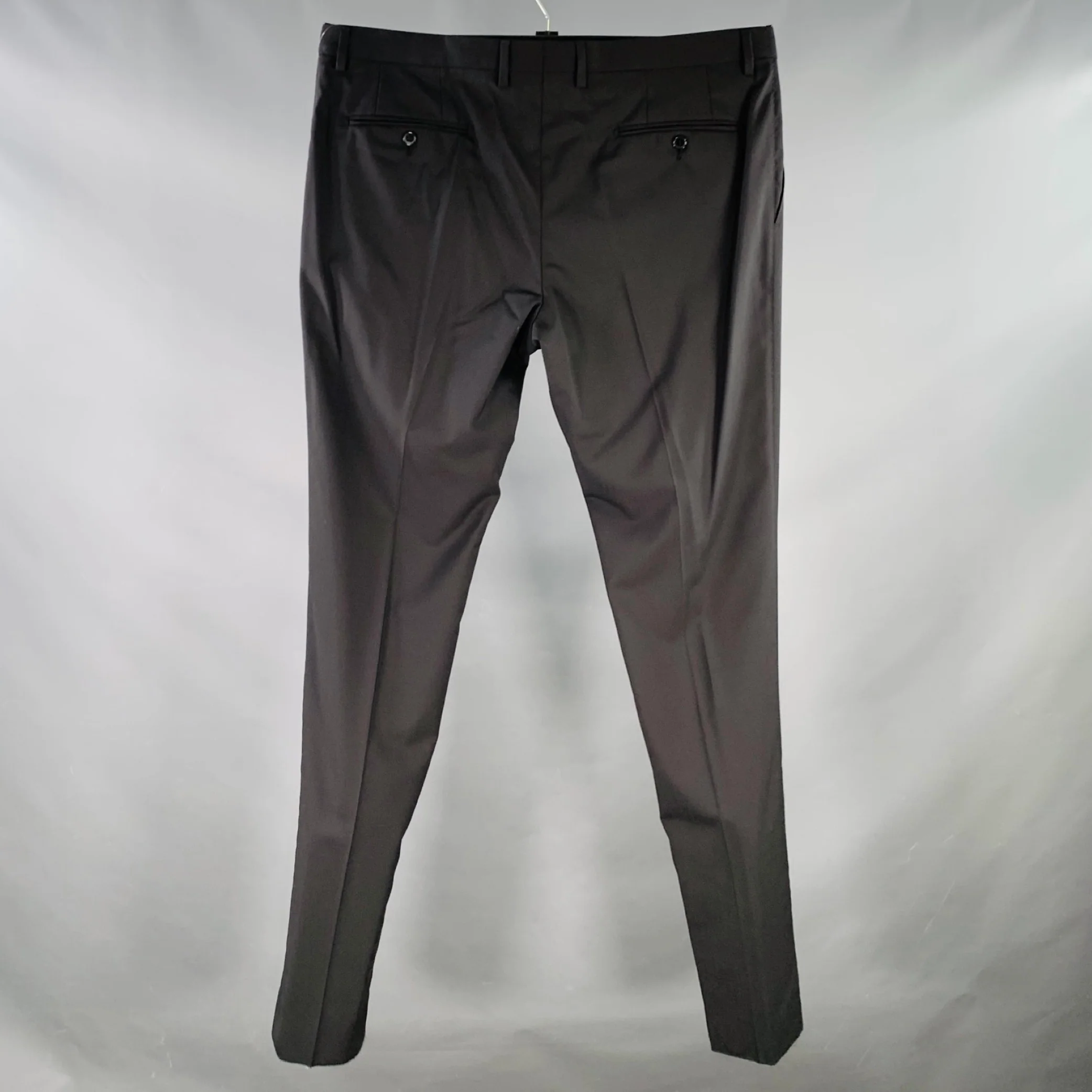 DOLCE & GABBANA Size 38 Black Wool Blend Tapered Zip Fly Dress Pants - Image 2