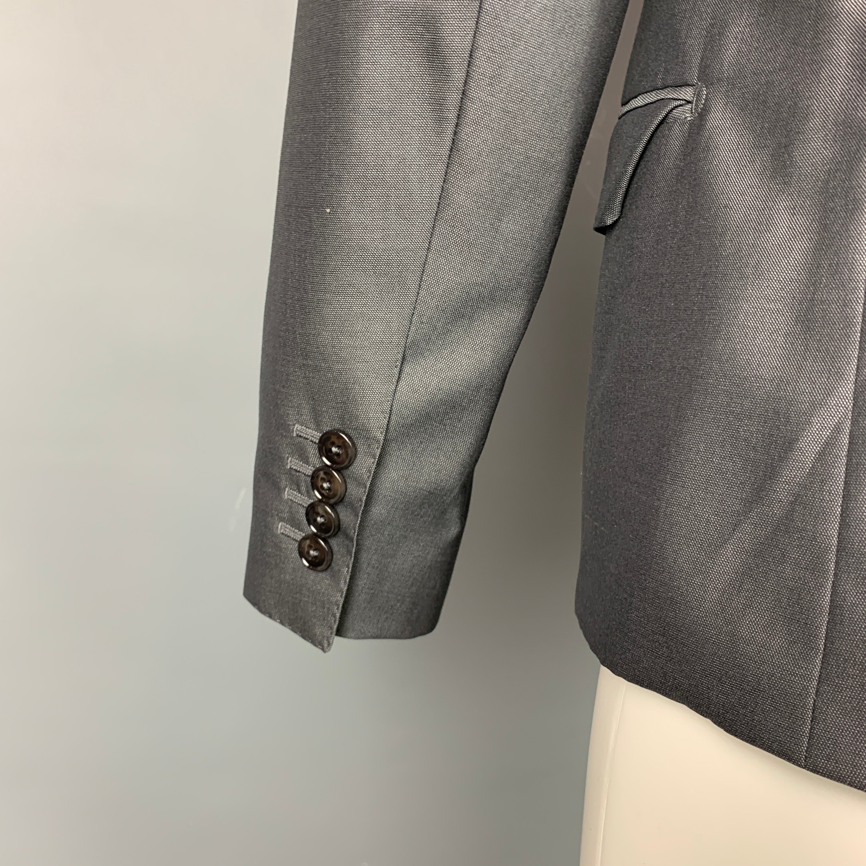 DOLCE & GABBANA Size 38 Grey Charcoal Wool Silk Peak Lapel Sport Coat - Image 4