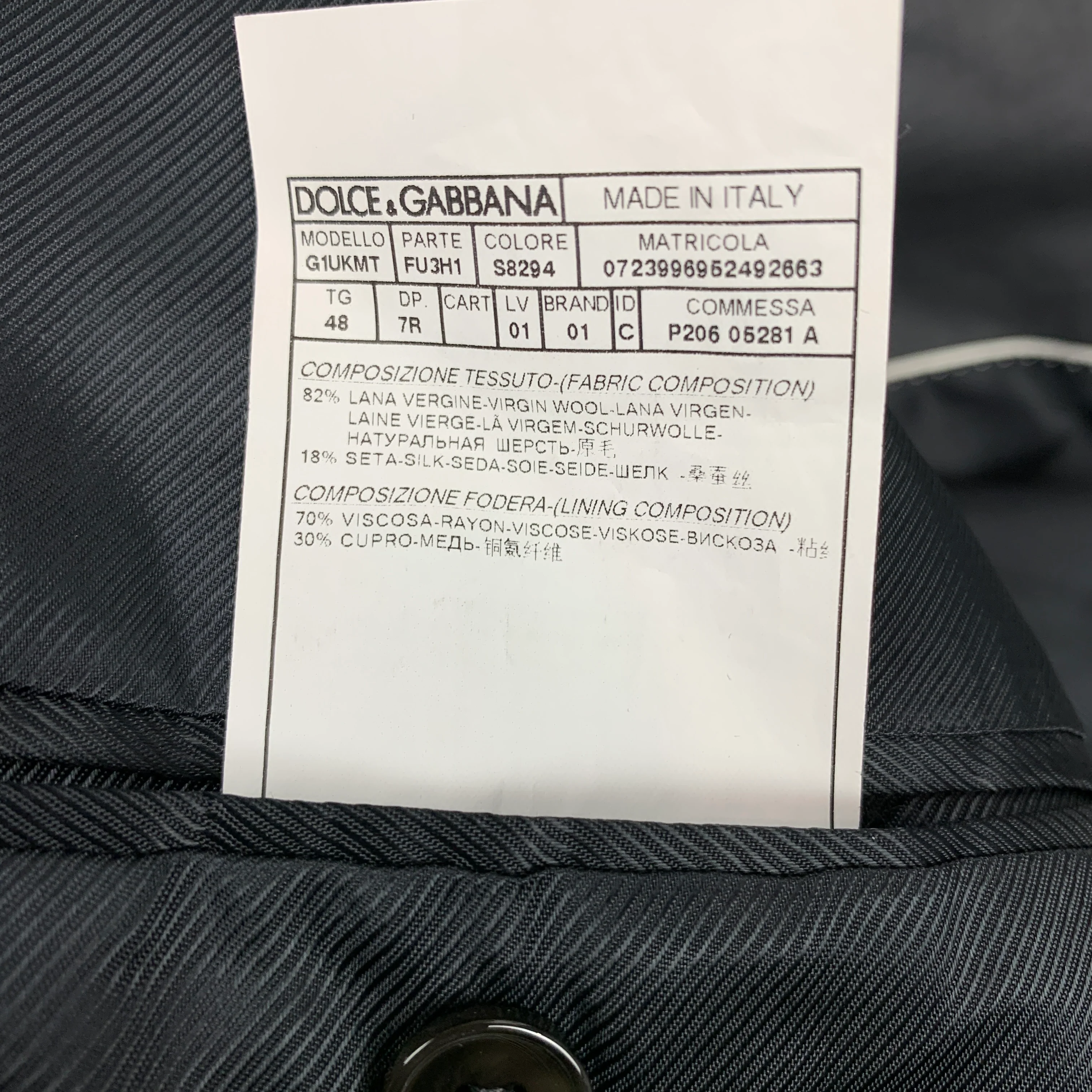 DOLCE & GABBANA Size 38 Grey Charcoal Wool Silk Peak Lapel Sport Coat - Image 5