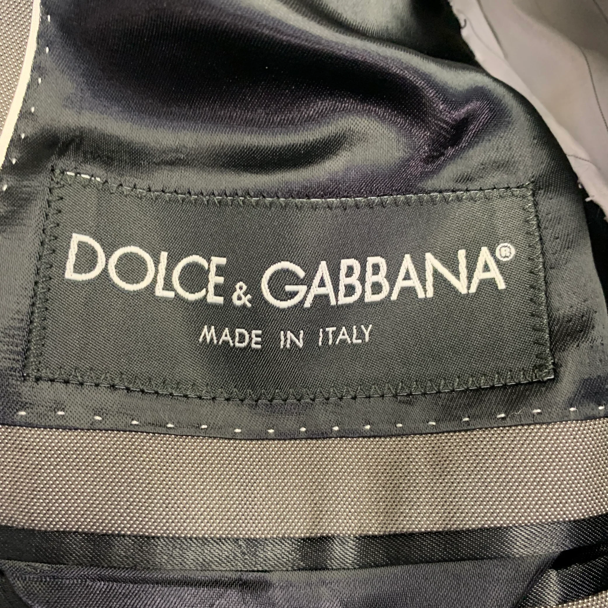 DOLCE & GABBANA Size 38 Grey Cotton Silk Peak Lapel Single Button Sport Coat - Image 8