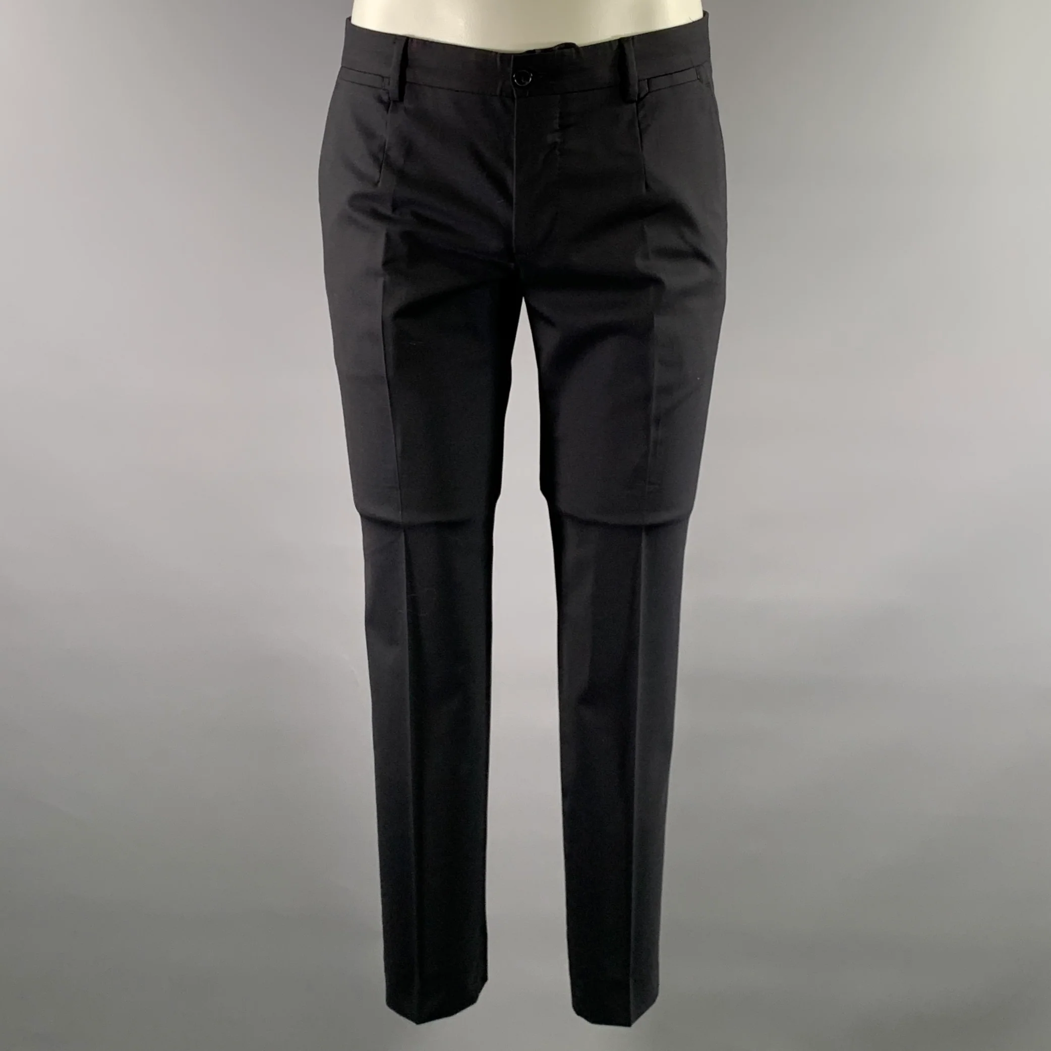 DOLCE & GABBANA Size 38 Navy Wool Blend Notch Lapel Slim Fit Suit - Image 4