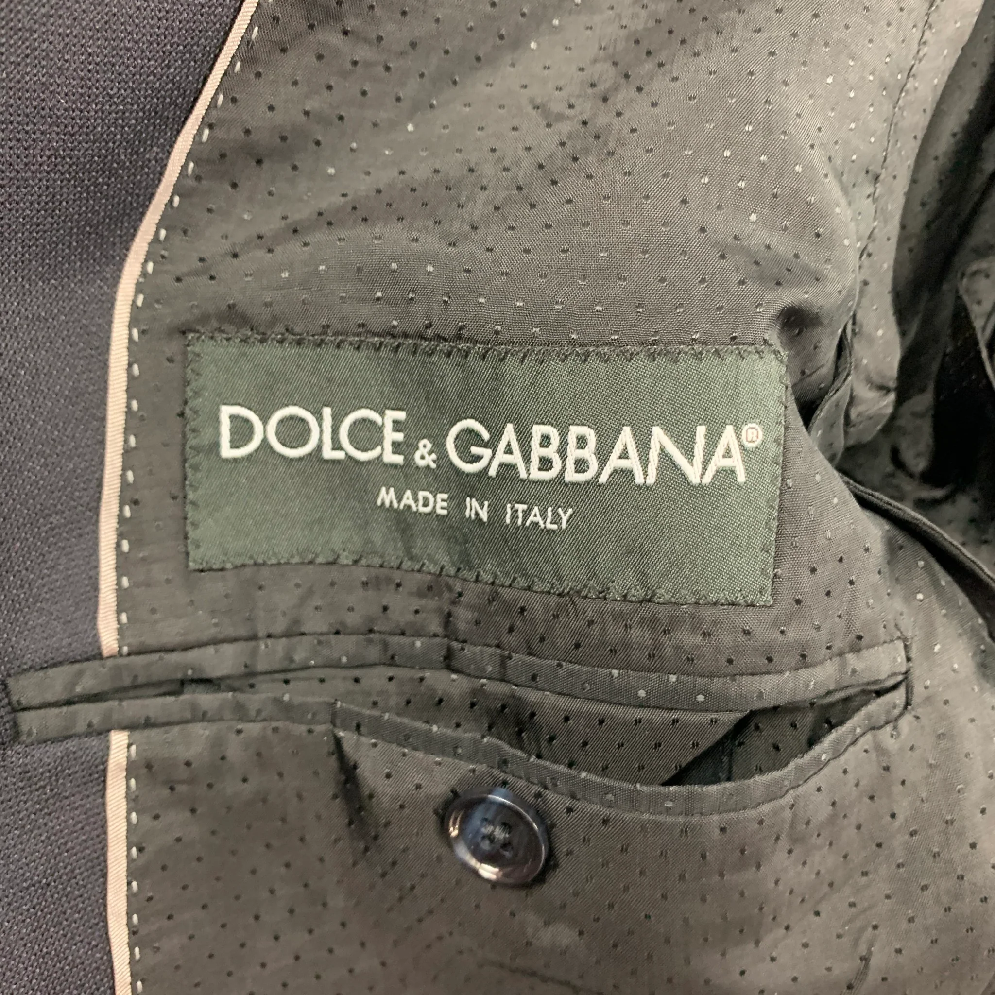 DOLCE & GABBANA Size 38 Navy Wool Silk Peak Lapel 3 Piece Suit - Image 8