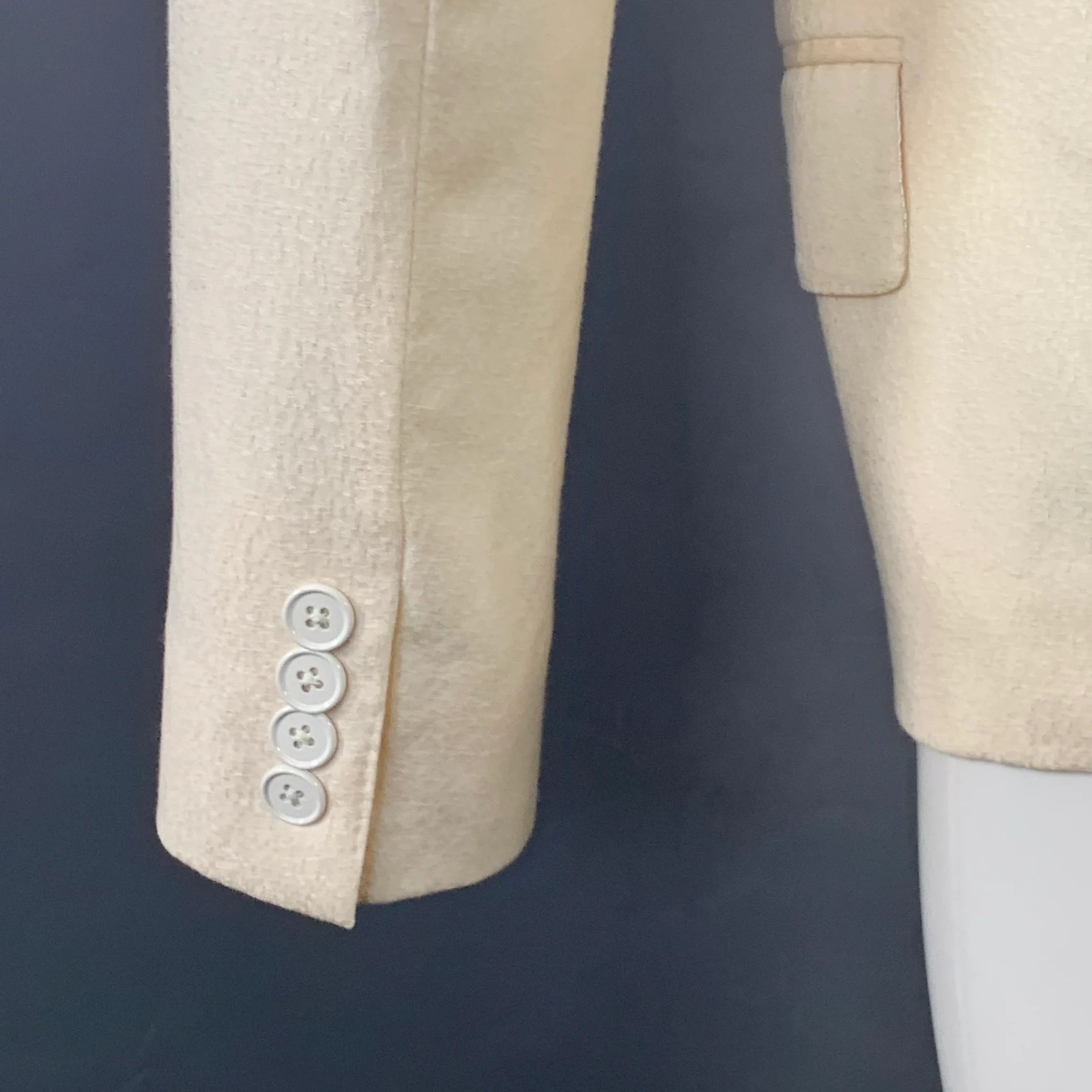 DOLCE & GABBANA Size 38 Regular Cream Textured Virgin Wool Sport Coat - Image 5