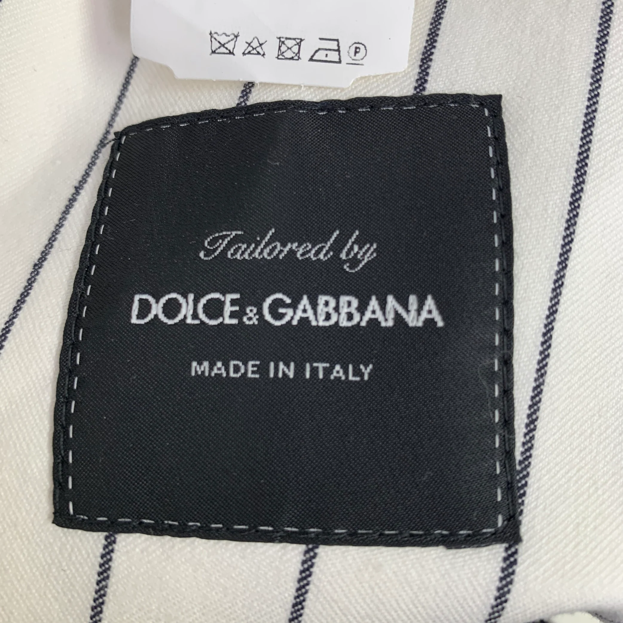 DOLCE & GABBANA Size 38 White Black Stripe Cotton Silk Sport Coat - Image 8