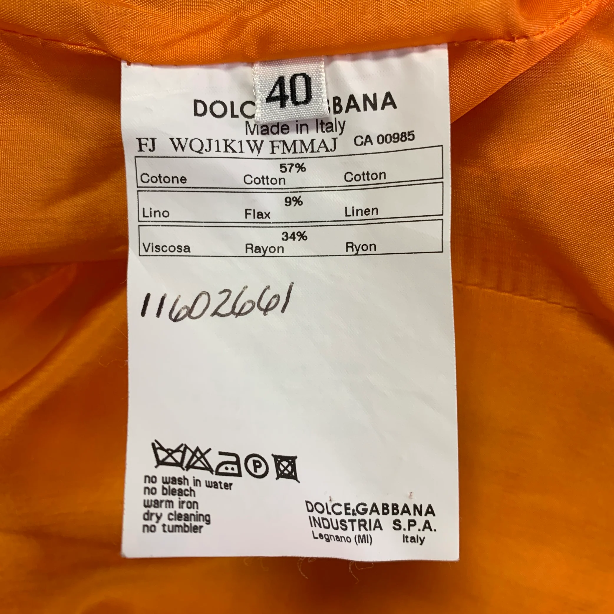 DOLCE & GABBANA Size 4 Orange Gold Cotton Blend Embellishment Skirt Suit Set - Image 8
