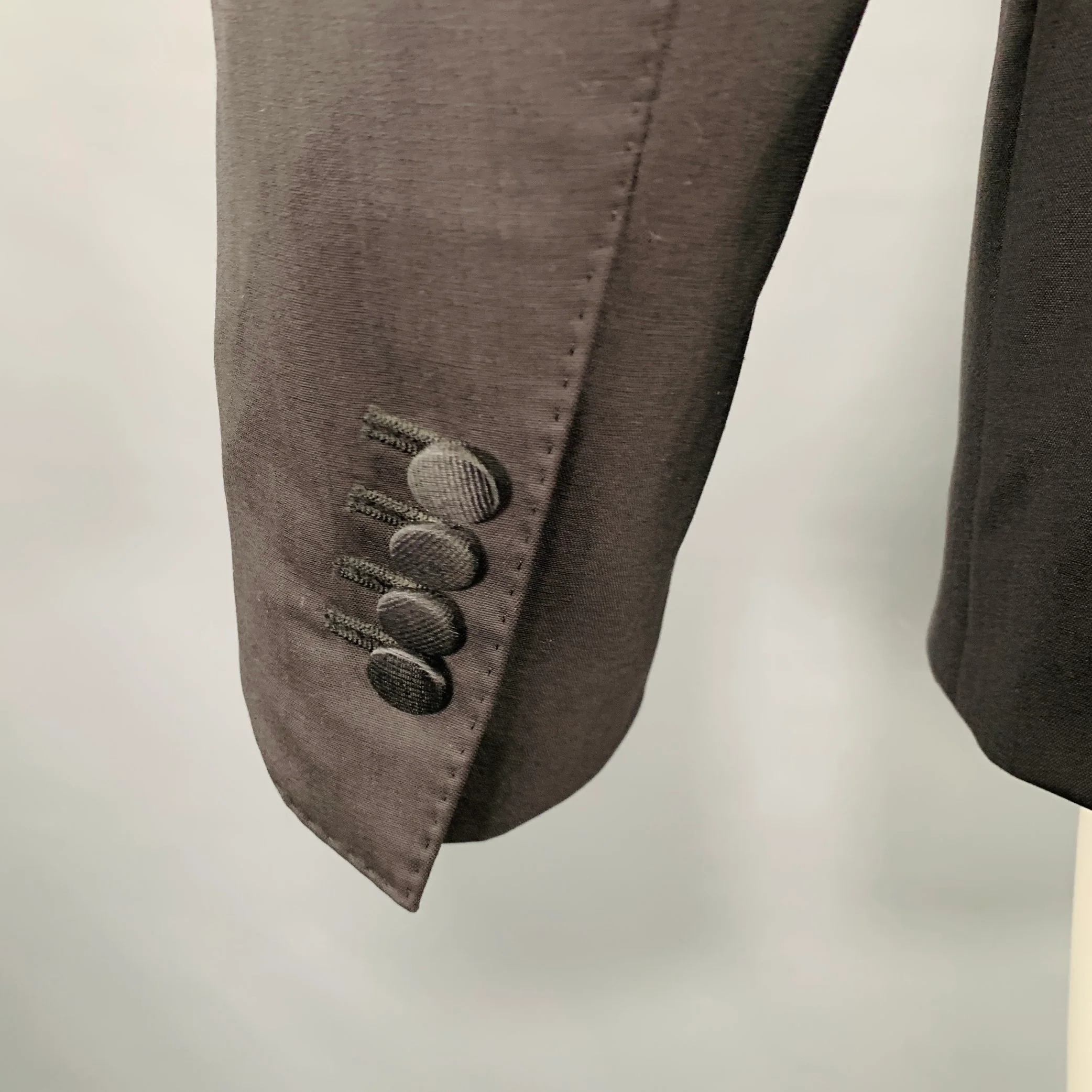 DOLCE & GABBANA Size 40 Black Silver Polka Dot Lapel Sport Coat - Image 5