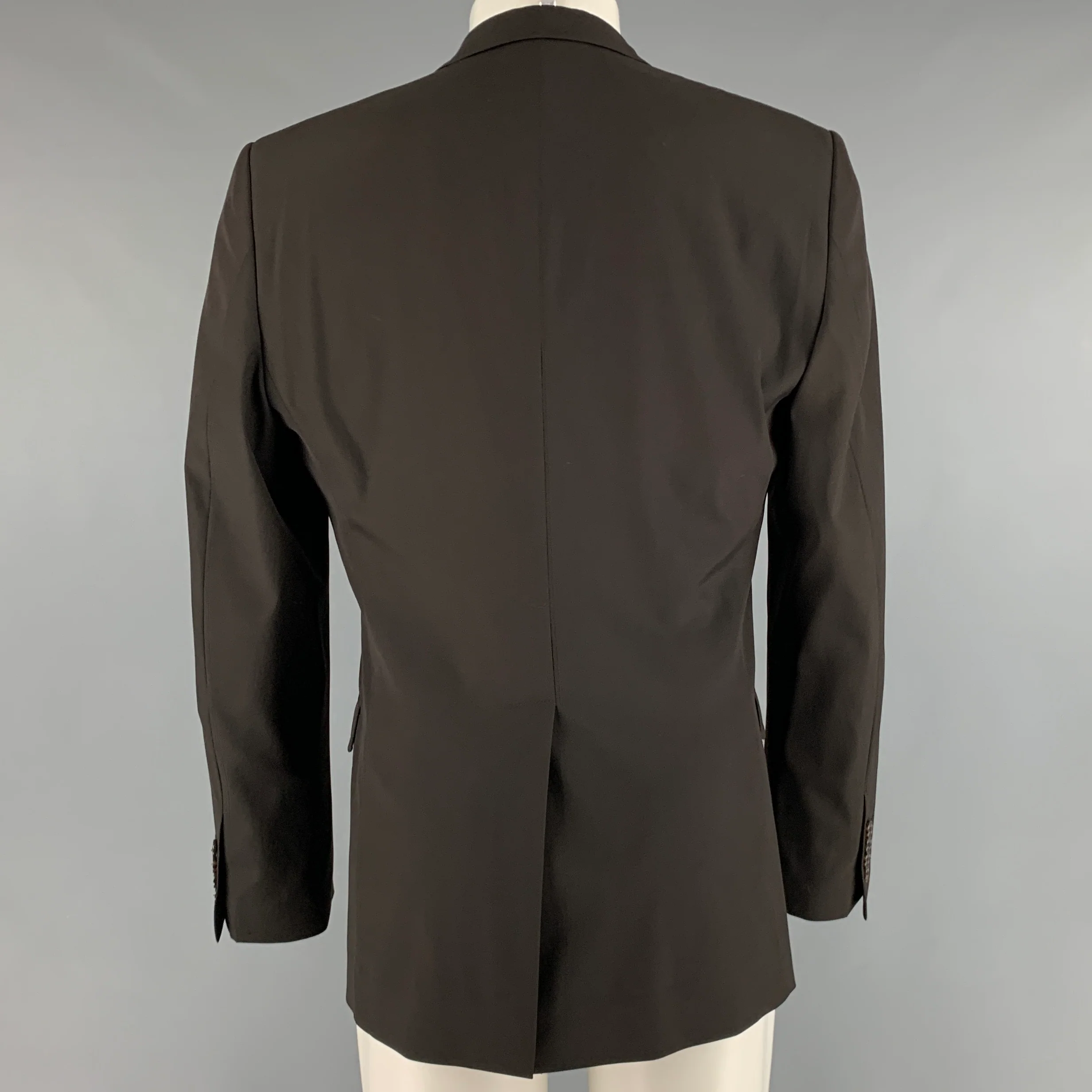 DOLCE & GABBANA Size 40 Brown Virgin Wool Blend Notch Lapel Sport Coat - Image 3