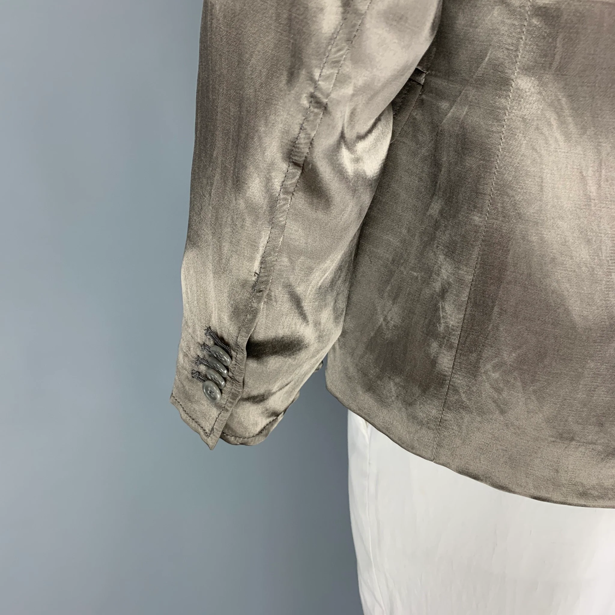 DOLCE & GABBANA Size 40 Gray Cotton Rayon Notch Lapel Sport Coat - Image 4