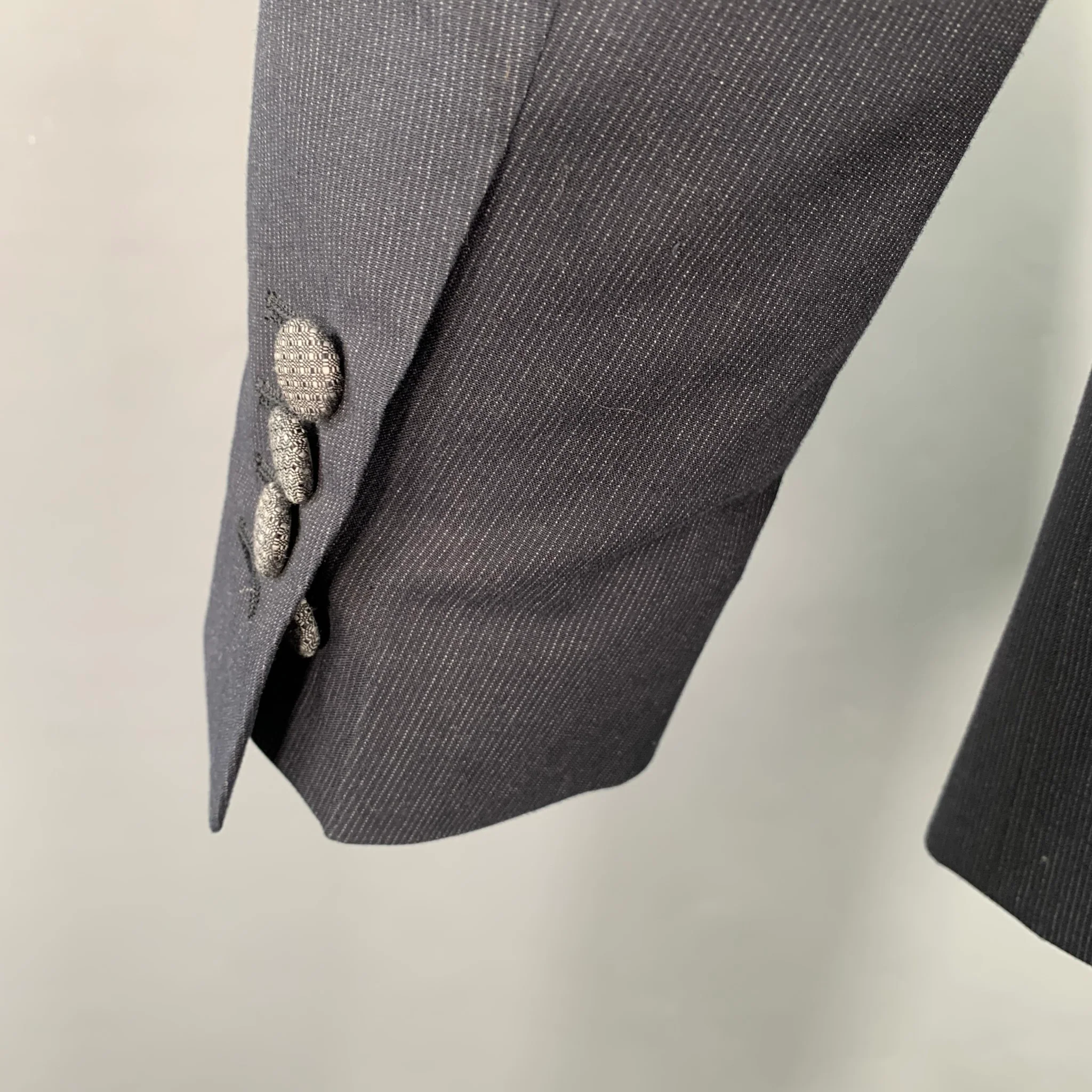 DOLCE & GABBANA Size 40 Grey Charcoal Pinstripe Cotton Sport Coat - Image 5