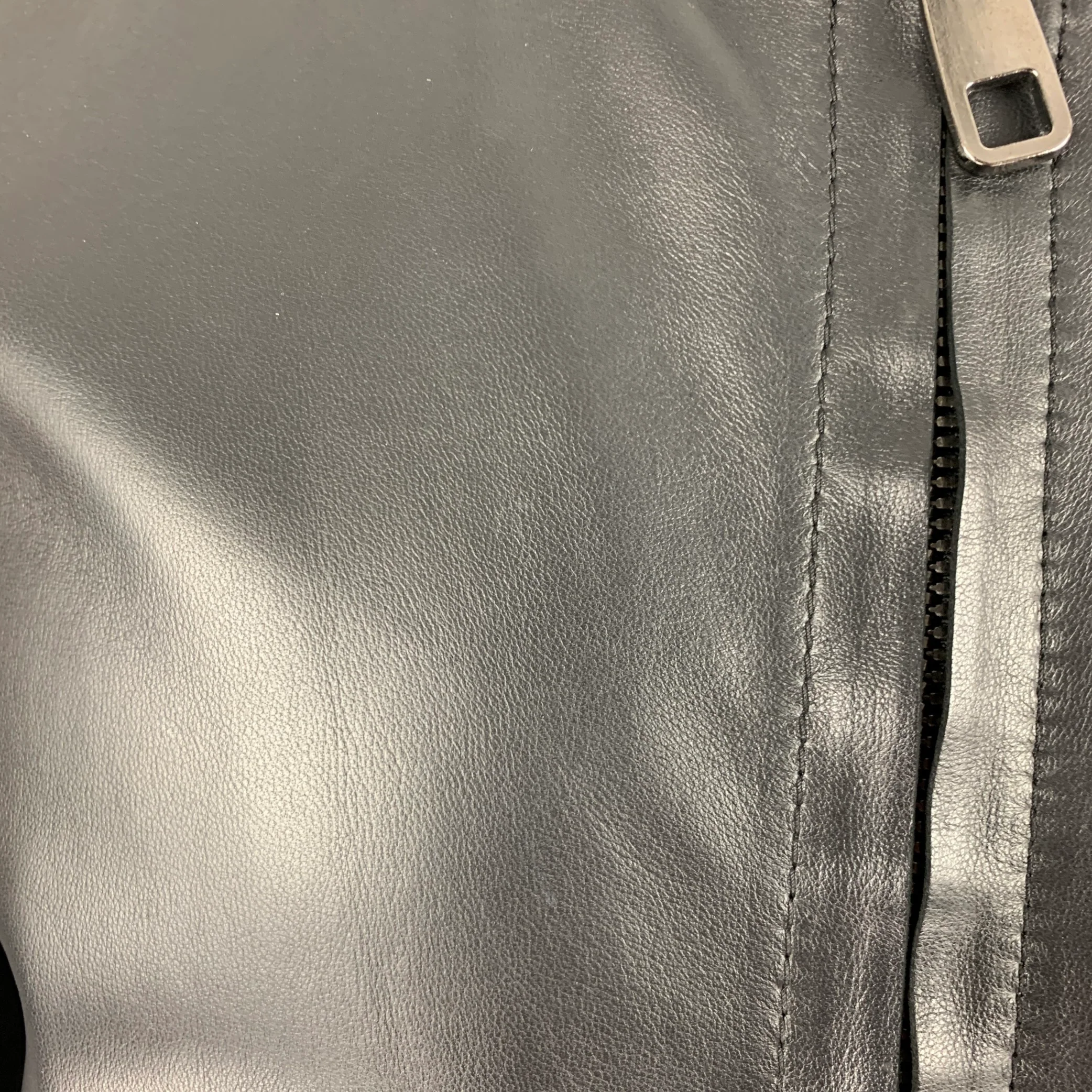 DOLCE & GABBANA Size 42 Black Lambskin Leather Bomber Jacket - Image 4