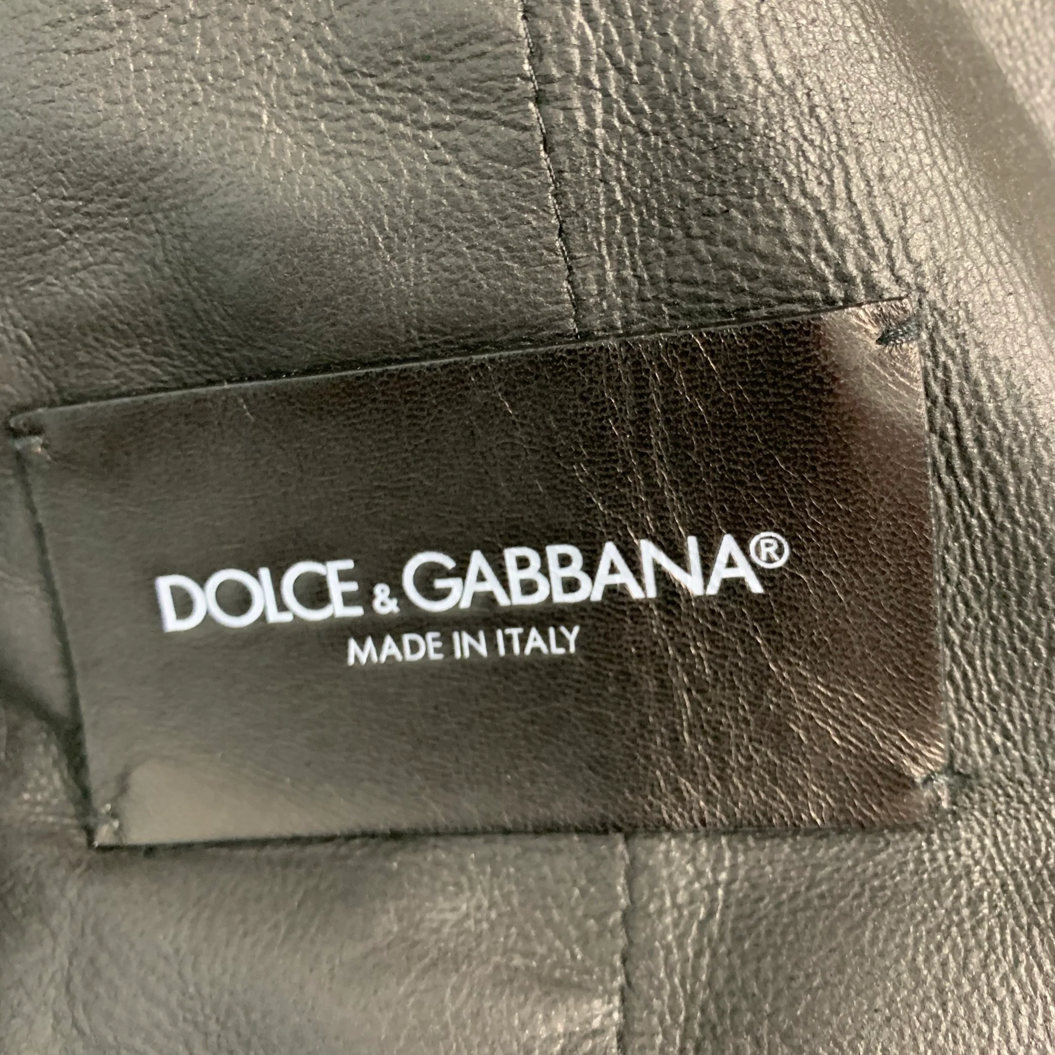 DOLCE & GABBANA Size 42 Black Lambskin Leather Bomber Jacket - Image 7