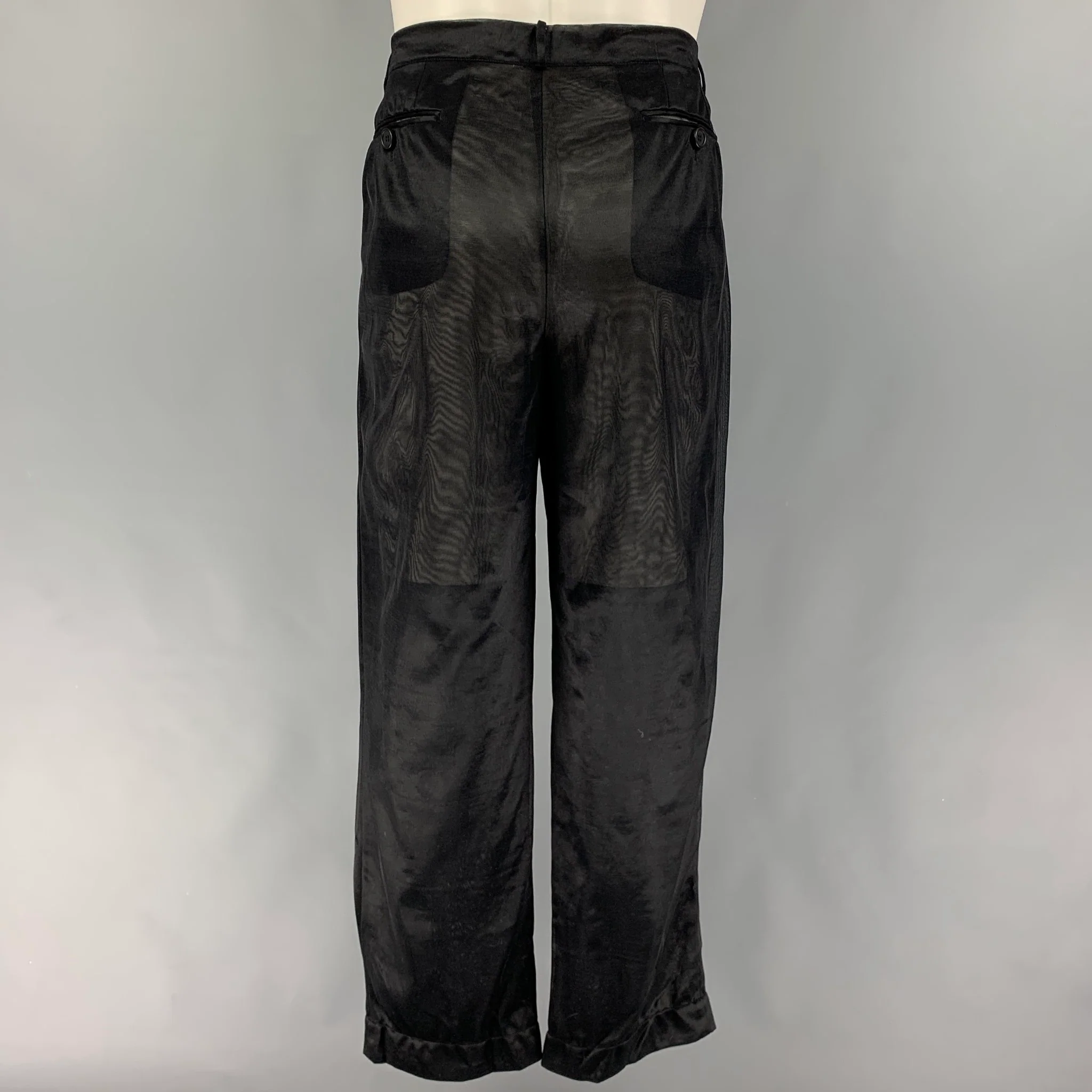DOLCE & GABBANA Size 42 Black See Through Polyamide Peak Lapel Suit - Image 6