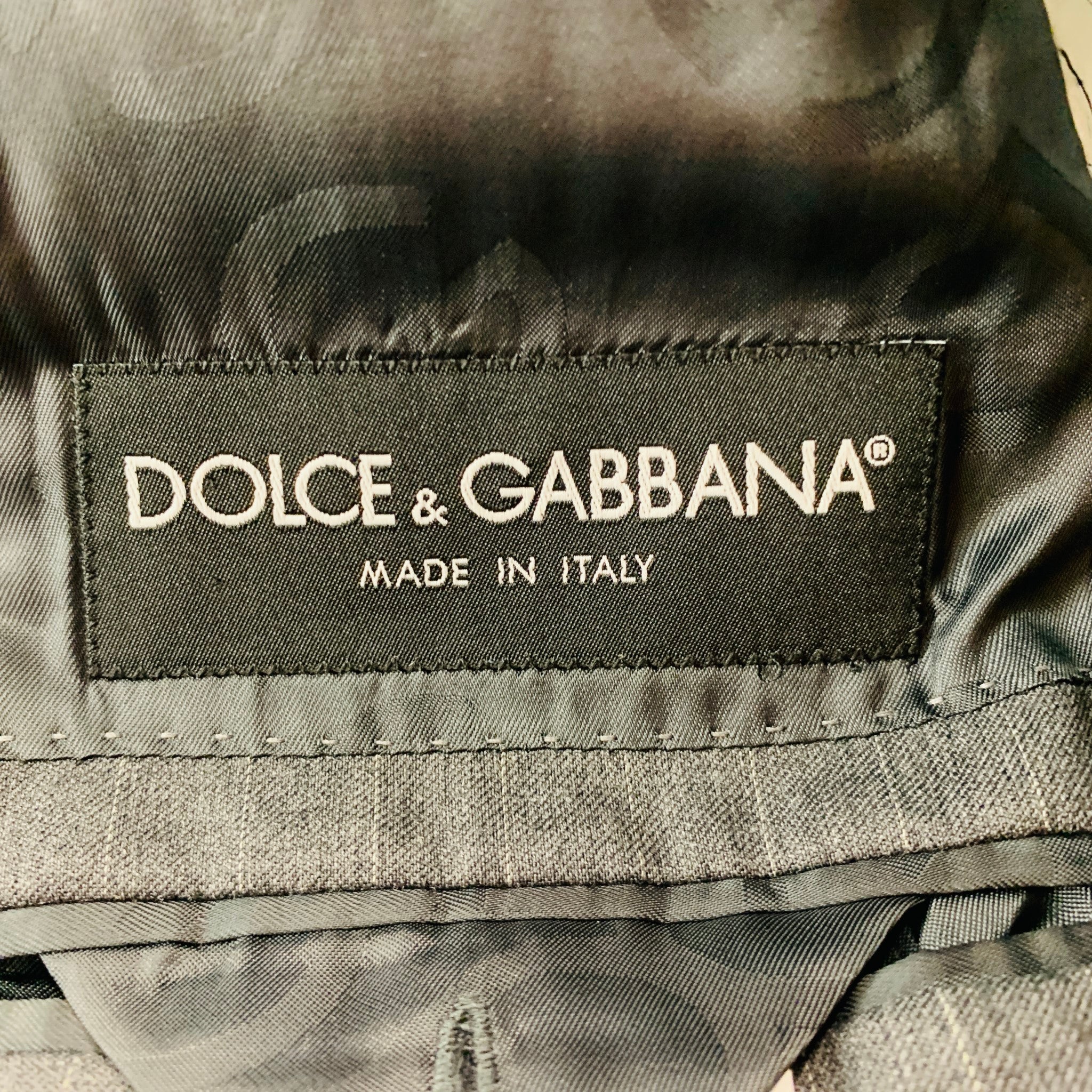 DOLCE & GABBANA Size 42 Grey White Pinstripe Virgin Wool Sport Coat - Image 4