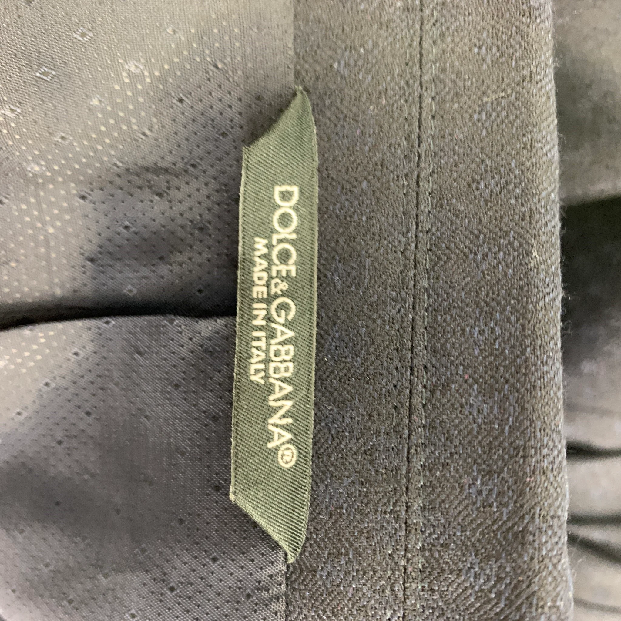 DOLCE & GABBANA Size 42 Navy Pattern Wool Blend Suit - Image 9
