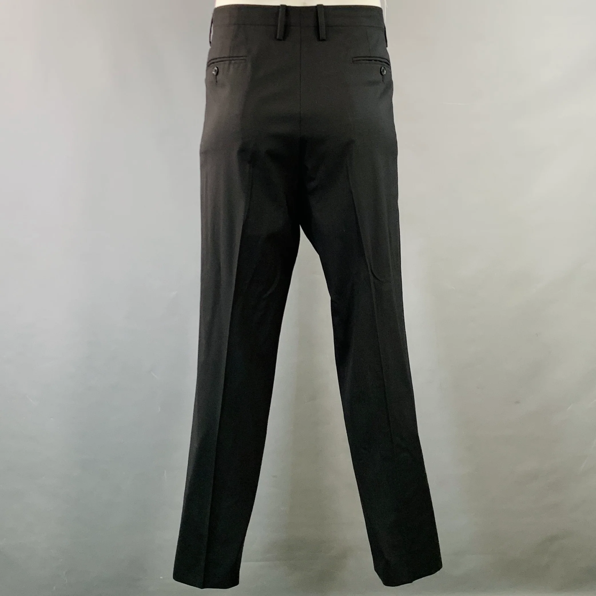 DOLCE & GABBANA Size 46 Black Virgin Wool Blend Notch Lapel Suit - Image 5