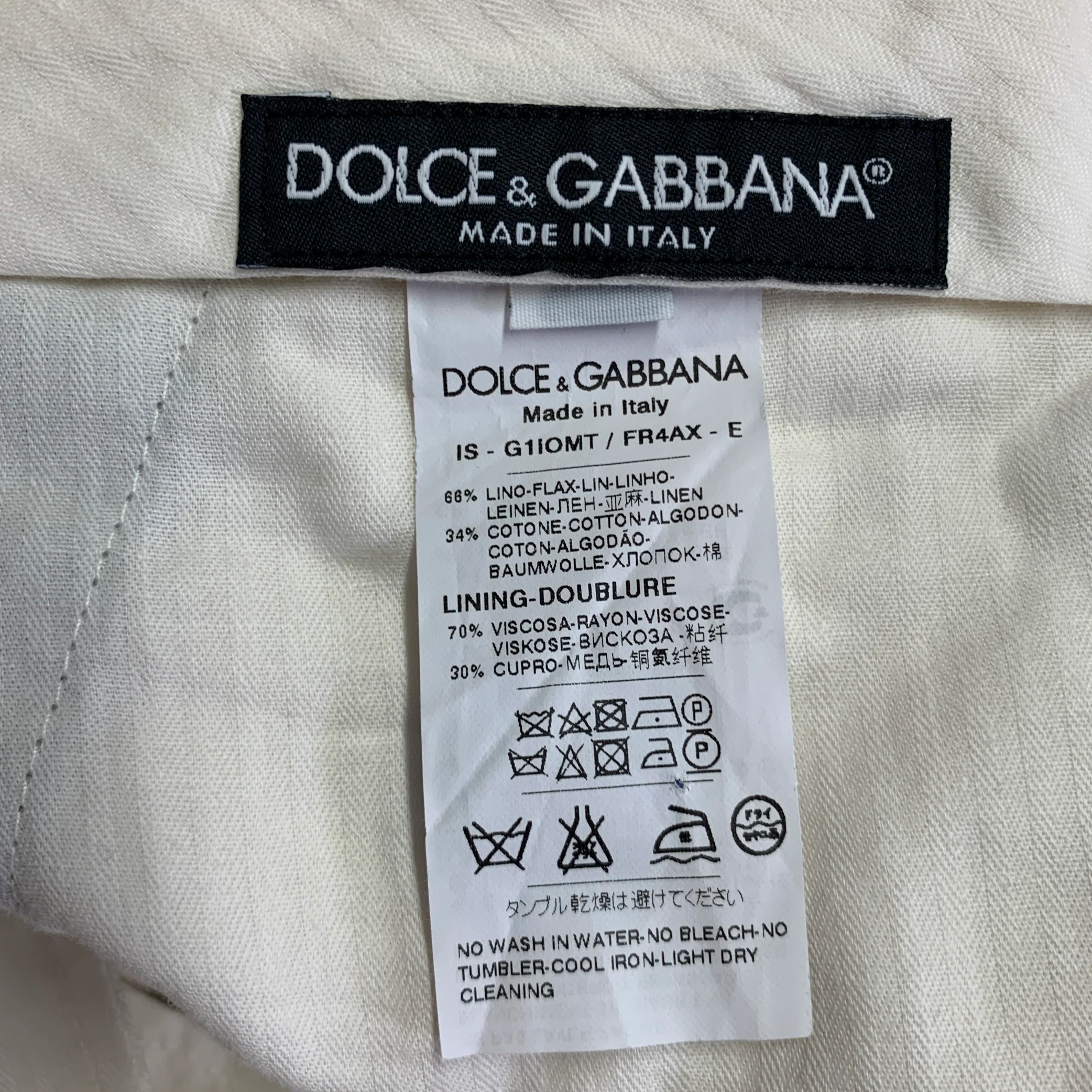 DOLCE & GABBANA Size 46 Light Gray Stripe Linen Cotton Notch Lapel Suit - Image 9