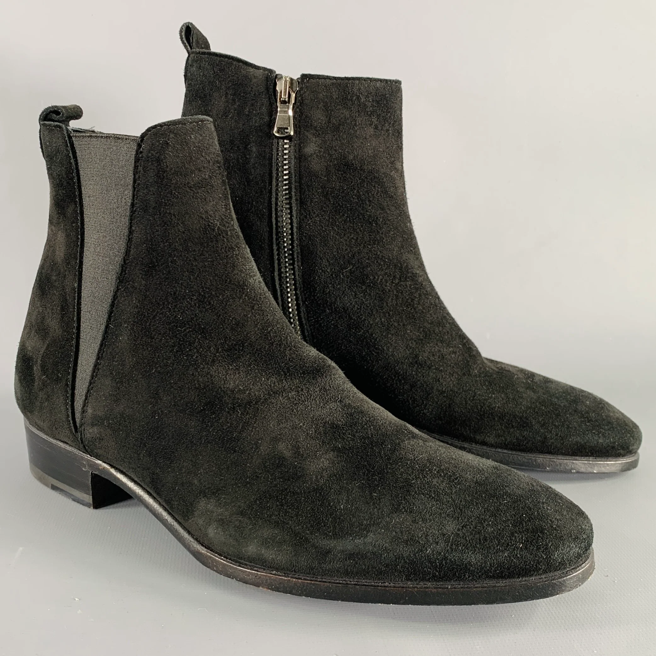 DOLCE & GABBANA Size 7 Black Suede Side Zipper Boots