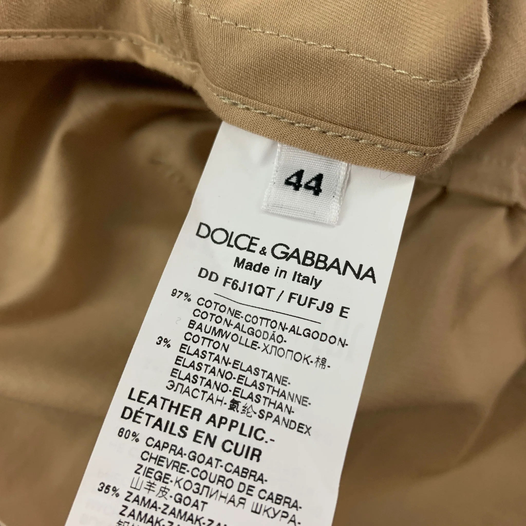 DOLCE & GABBANA Size 8 Beige Cotton Long Sleeve Jumpsuits - Image 4