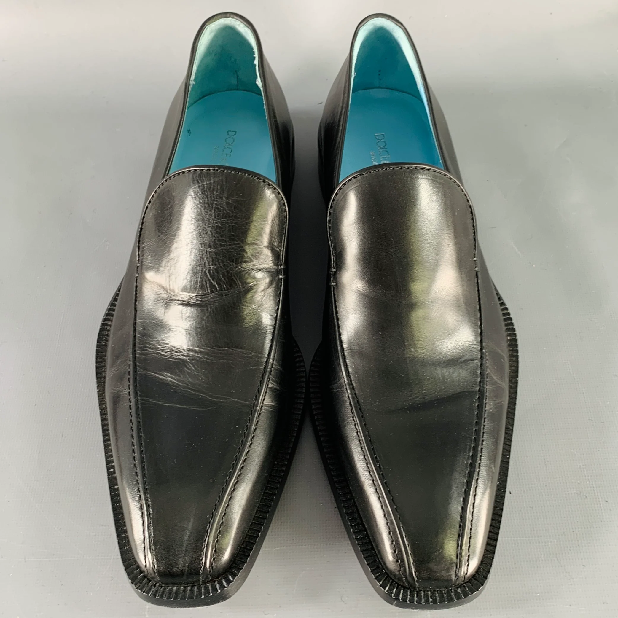 DOLCE & GABBANA Size 8 Black Leather Slip On Loafers - Image 4