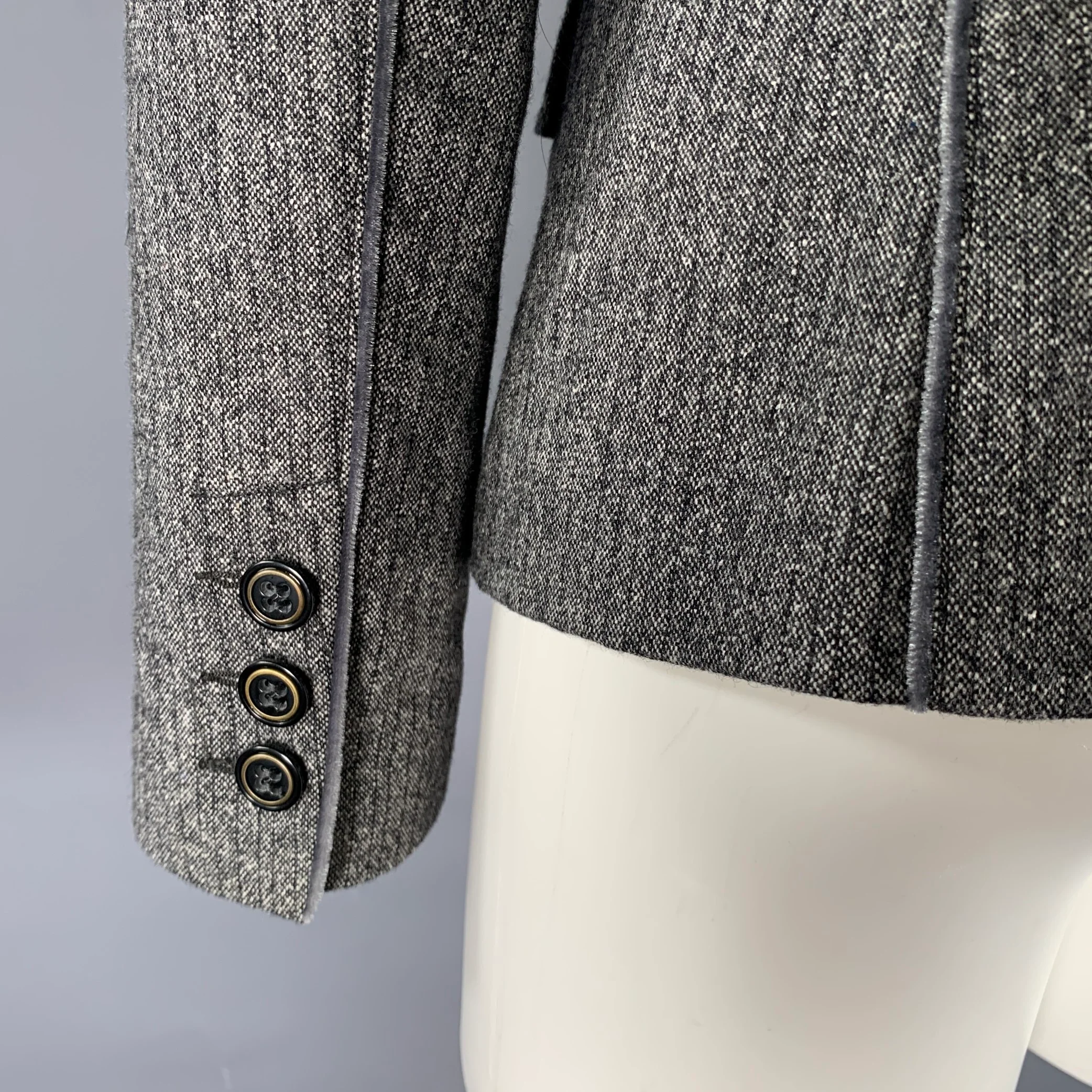 DOLCE & GABBANA Size 8 Grey Black Wool Blend Stripe Blazer - Image 5