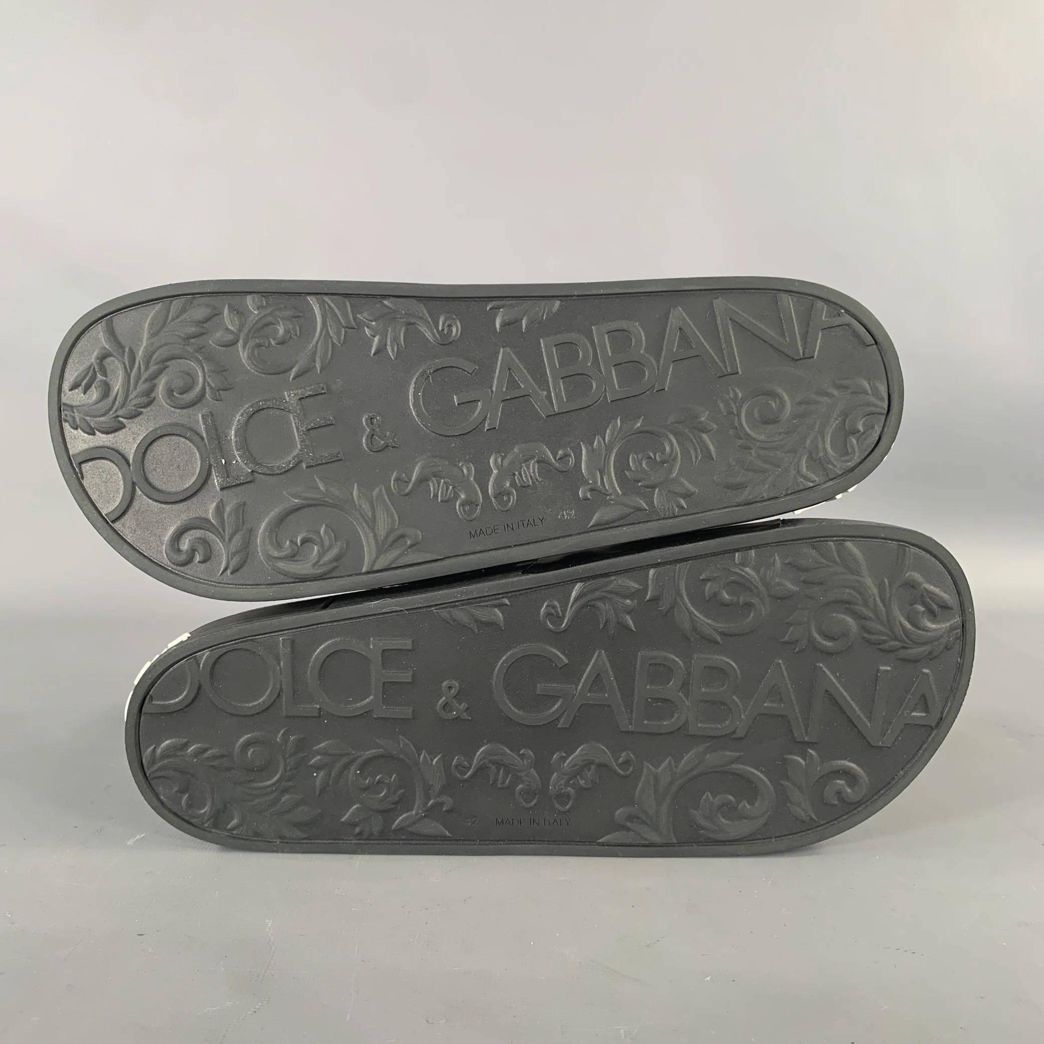 DOLCE & GABBANA Size 9 Black Metallic Studded Slide Sandals - Image 6