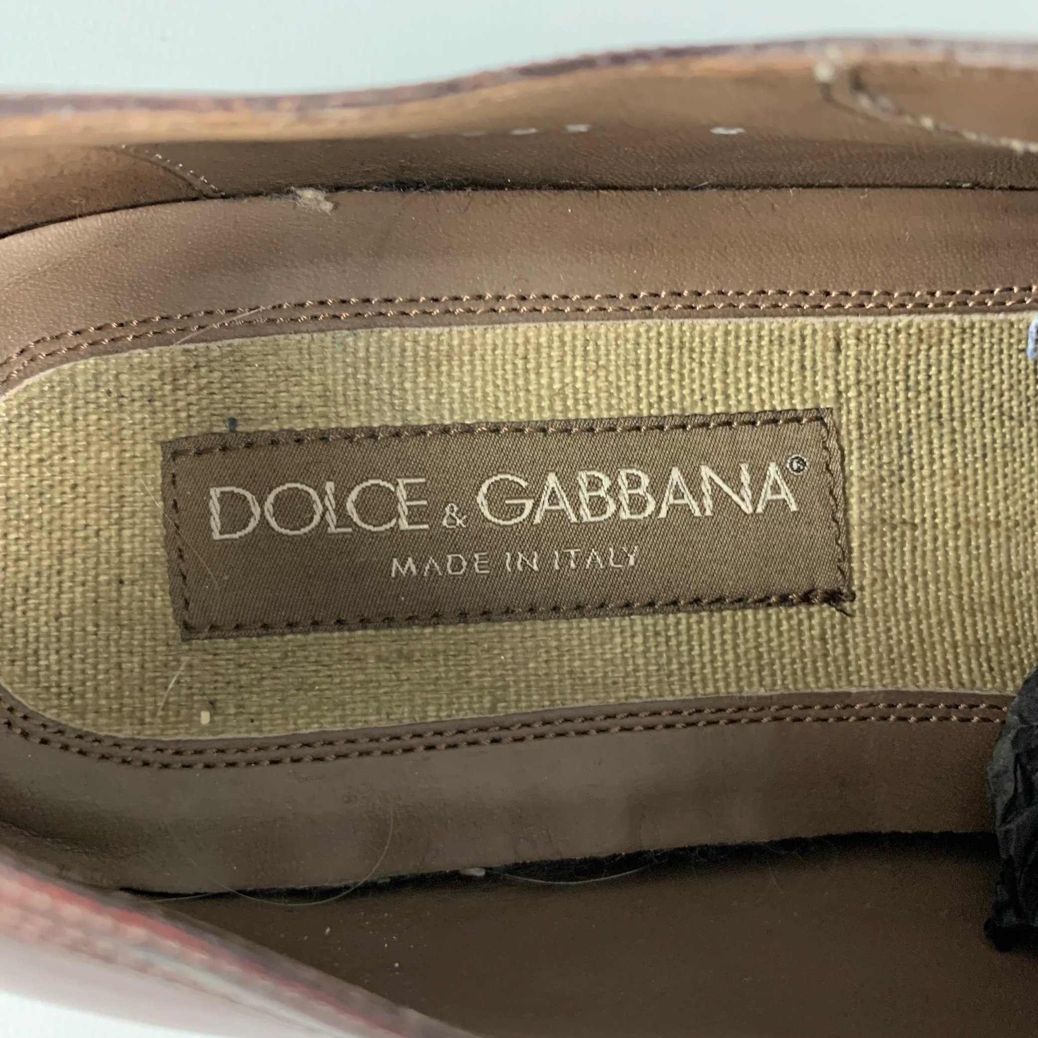 DOLCE & GABBANA Size 9 Brown Leather Cap Toe Lace-Up Shoes - Image 7
