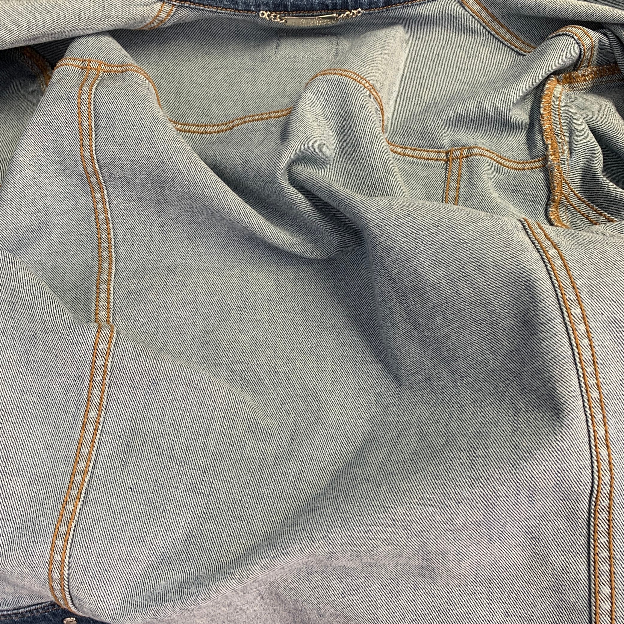 DOLCE & GABBANA Size L Blue Cotton Blend Denim Trucker Jacket - Image 6