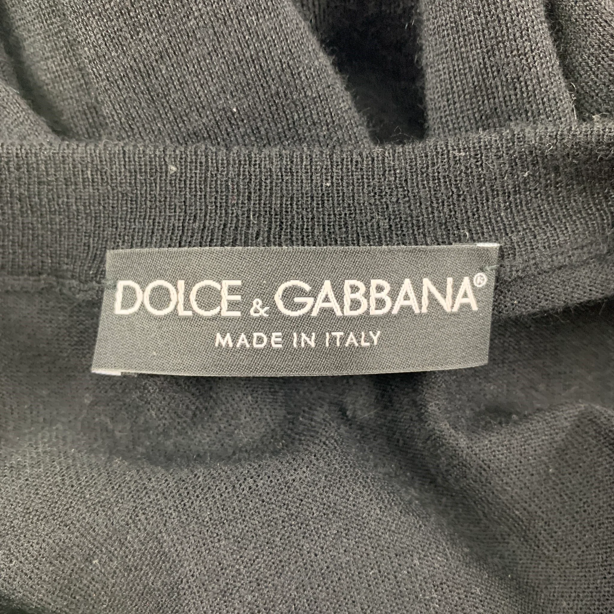 DOLCE & GABBANA Size M Black Applique Cashmere Crew-Neck Pullover - Image 6